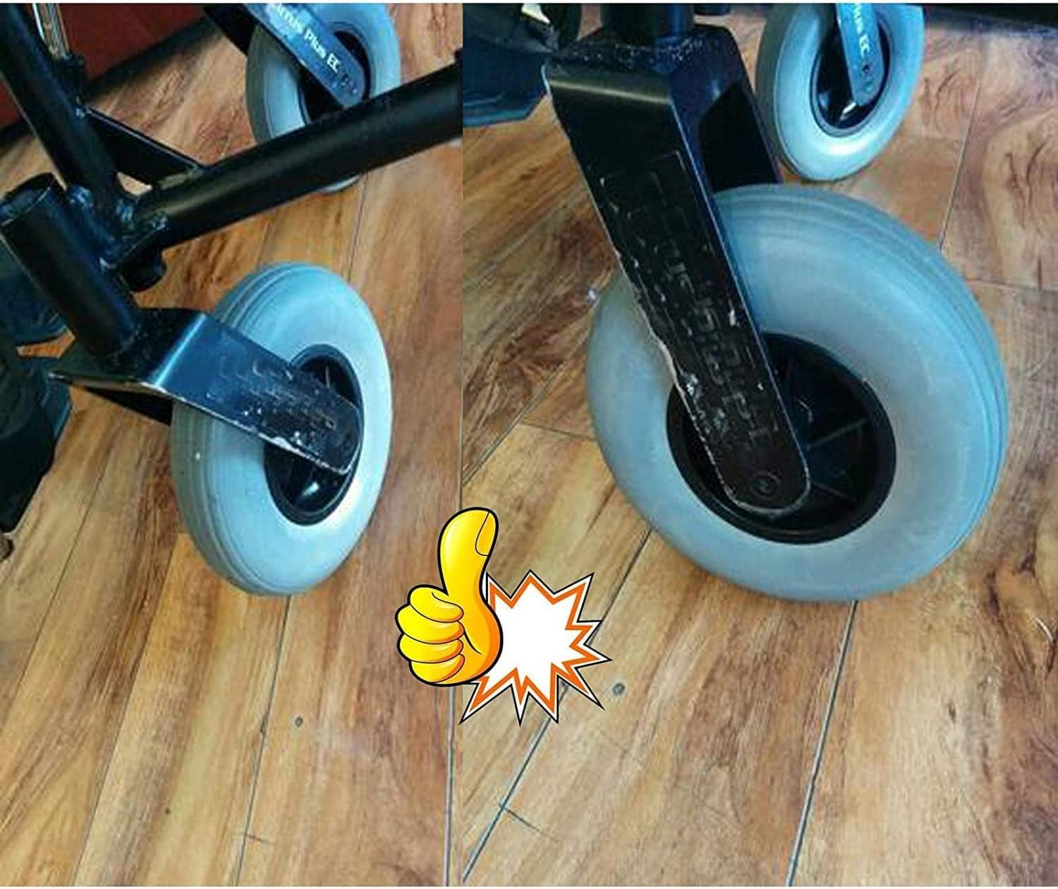 (Pair of Two) ，8" X 2" (200X50) Solid Rubber Front Rear Caster Tires Wheels Assembly for Power Wheelchair'S/Electric Wheelchair for Many Standard Wheelchairs Replace image number 6