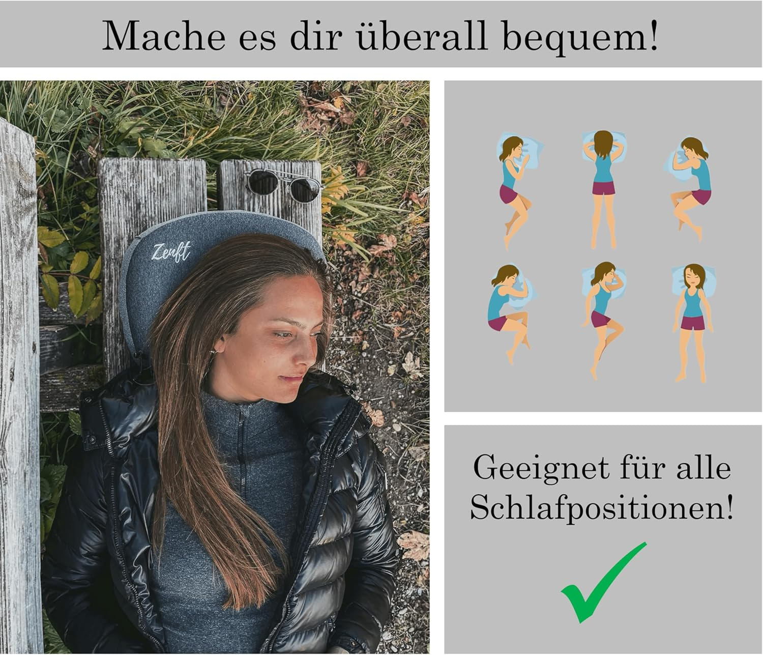 Zenft Travel Pillow - Outdoor Pillow Travel Pillow Extra Soft Travel Pillow - Inflatable Camping Equipment Backpacking Car Train Picnic Beach - Ideal for Holiday and Travel image number 5