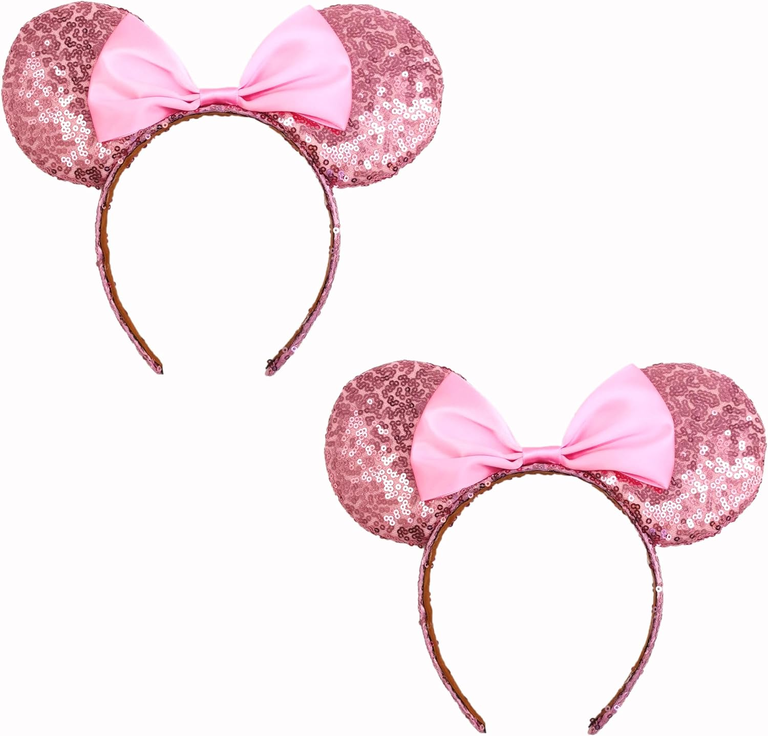 YUESUO Mouse Ears Headband, Sequin Bow Hair Hoop Set of 2 Pcs Headband Mouse Party Decoration Costume Ears Headband for Children Women Girls image number 4