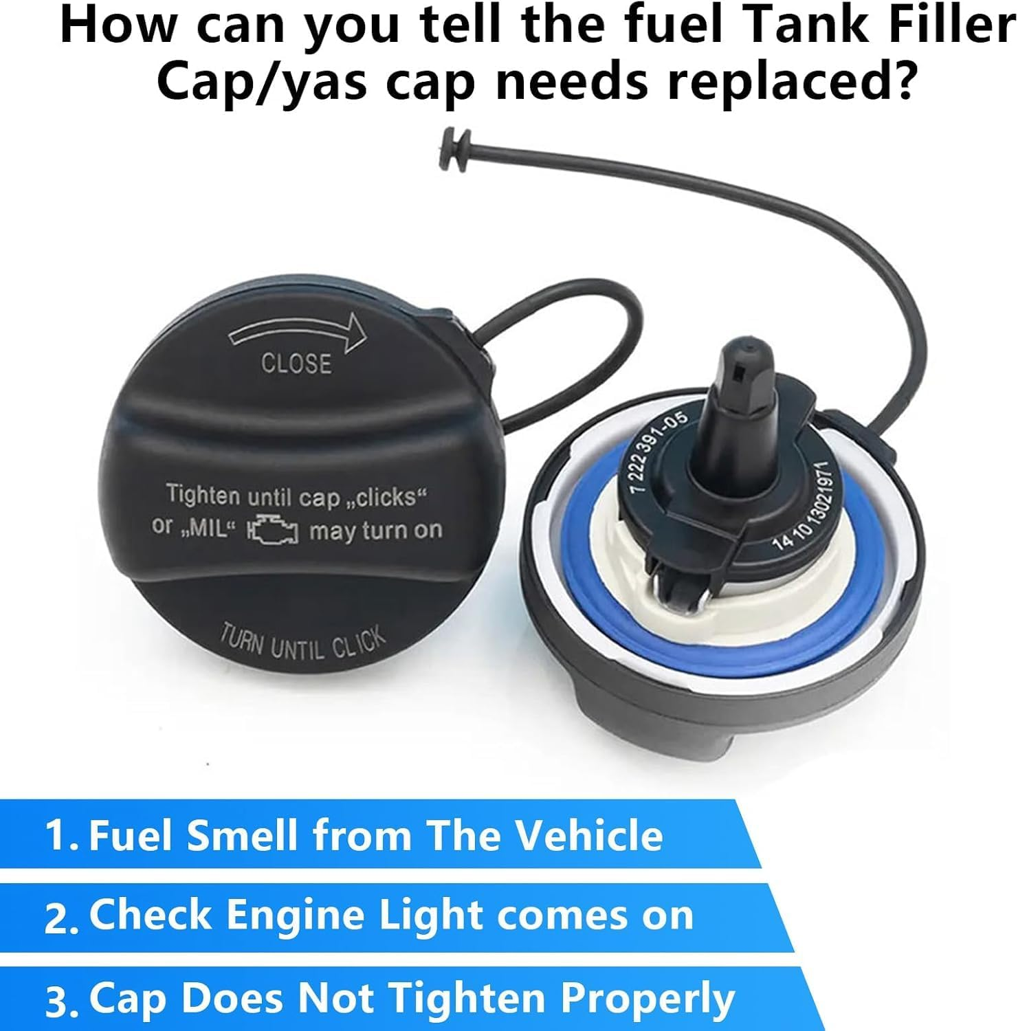 Fuel Tank Gas Cap Compatible with BMW & Mini BMW, Fuel Gas Tank Filler Cap 16117222391, 16117193372, with Tight Seal and Easy Twist-Off image number 4