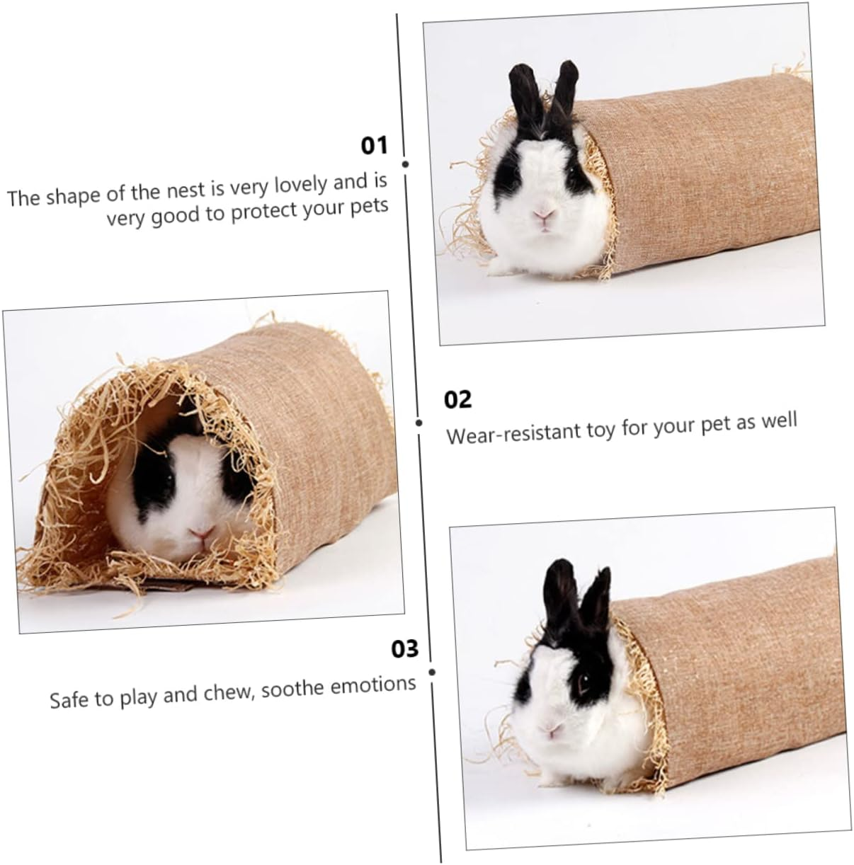 Rabbit Grass Tunnel Nest Adorable Pet Sleeping Lounge Bed for Small Animals for Bunnies Chinchillas and Other Pets Cozy and Natural Pet Supplies image number 3