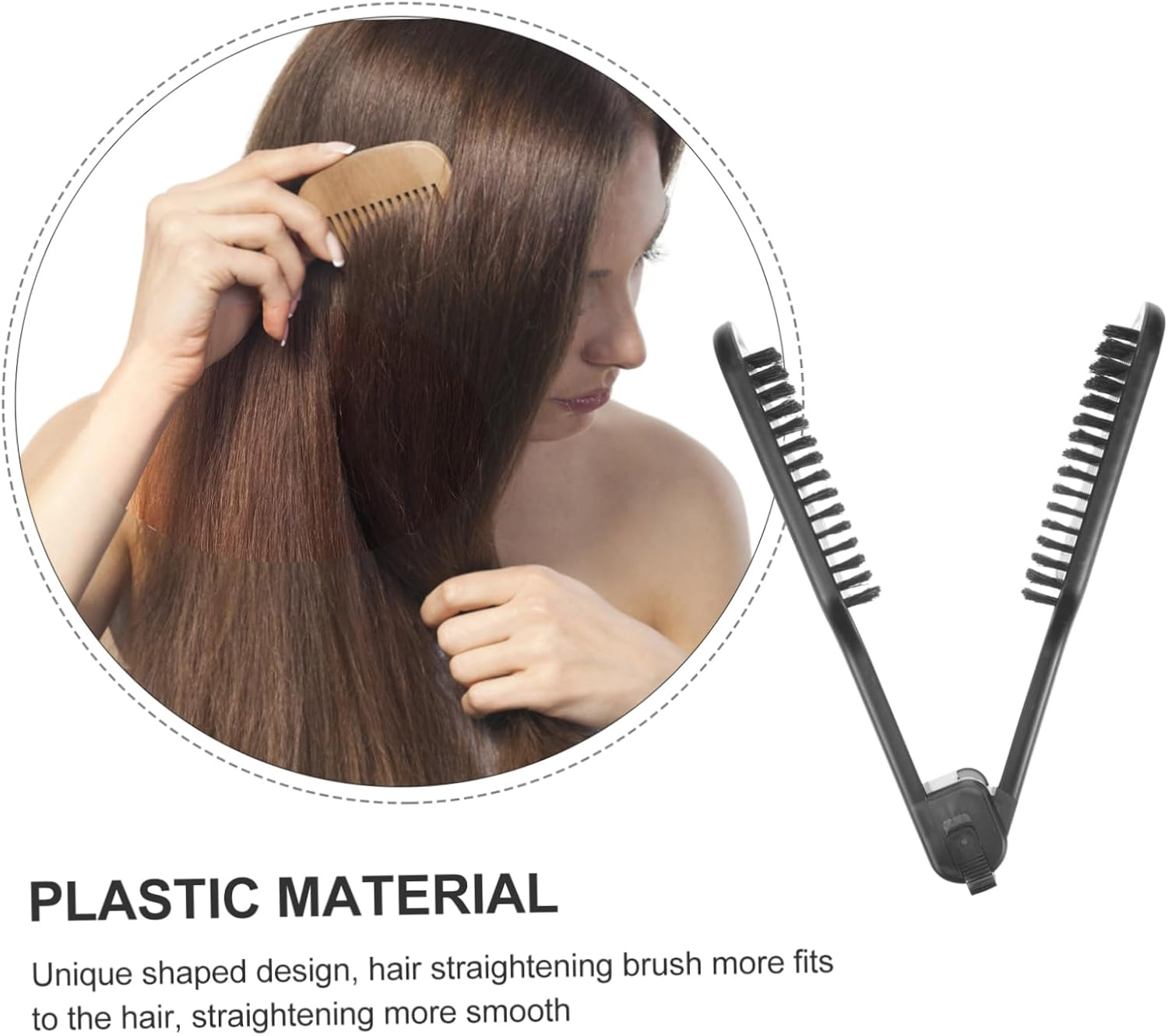 GANAZONO Hair Straighteners Brush Double-Sided Styling Tool Anti-Static Hair Health Smooth Straightening image number 2