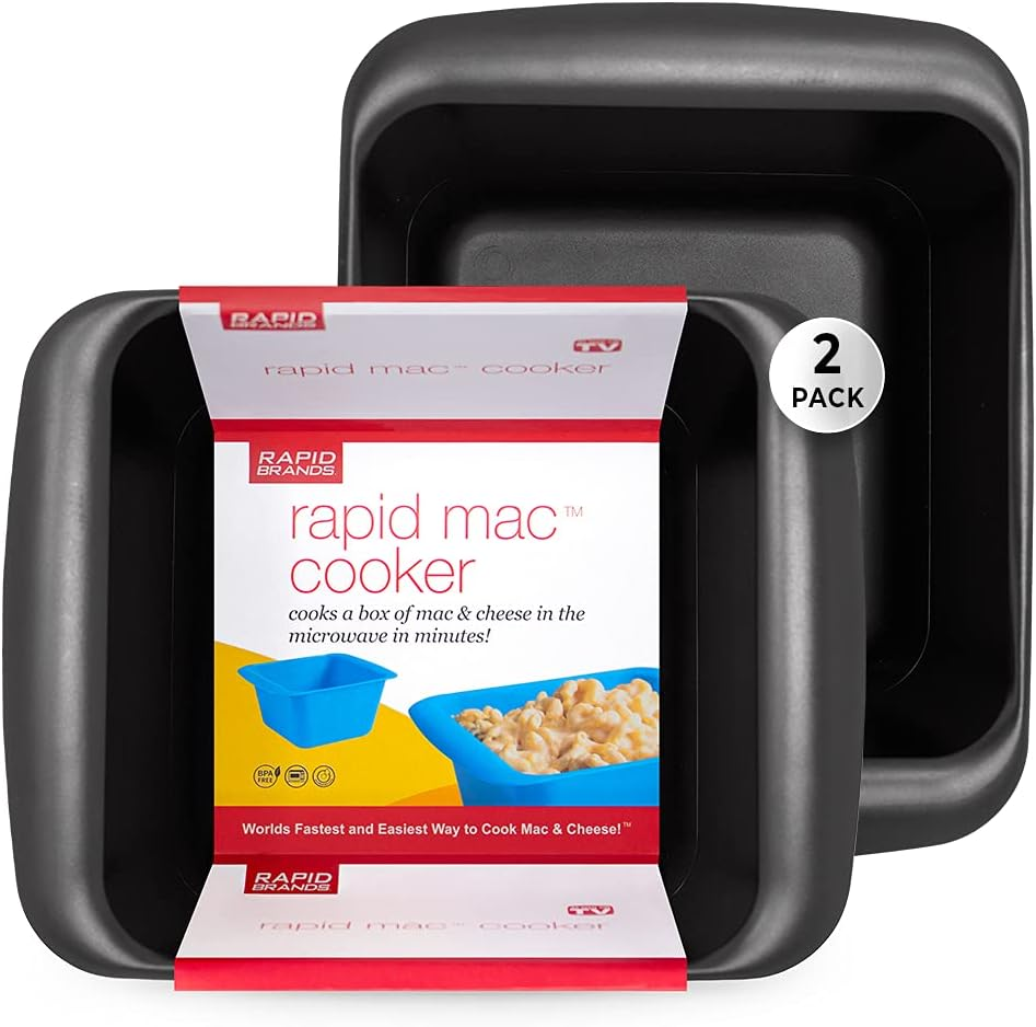 Rapid Mac Cooker | Microwave Macaroni & Cheese in 5 Minutes | Perfect for Dorm, Small Kitchen or Office | Dishwasher Safe, Microwaveable, Bpa-Free | Black