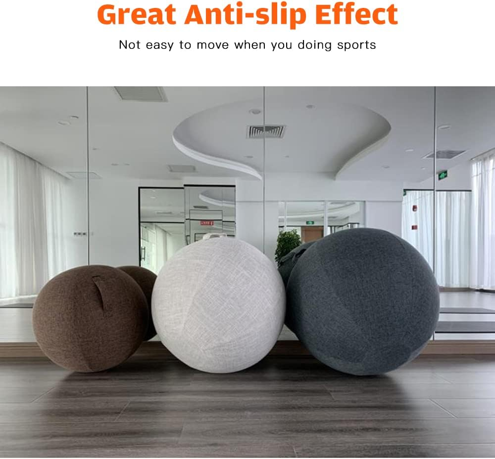 LAPOOH 55Cm/65Cm/75Cm Cotton+Linen Protective Yoga Ball Cover Exercise Ball Protection Skin Wrap Accessory image number 1