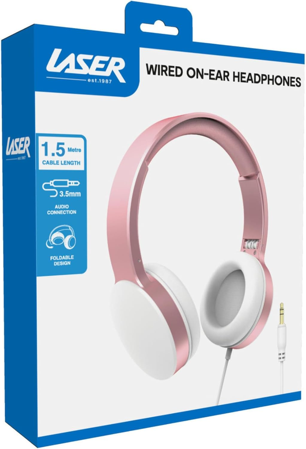 Laser Wired over Ear Stereo Headphones Rose Gold image number 5