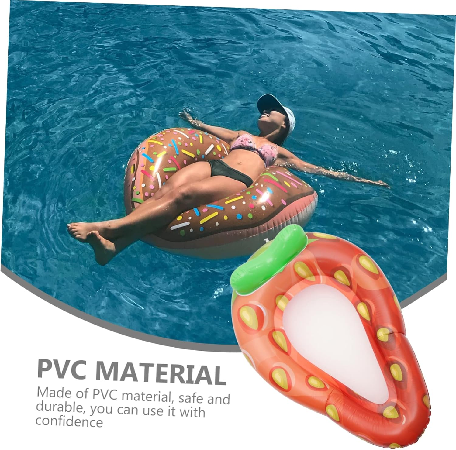 ERINGOGO Inflatable Lounge Chair Float 145X145Cm Adult Pool Float Style Sturdy PVC Fashionable Design for Relaxation image number 3