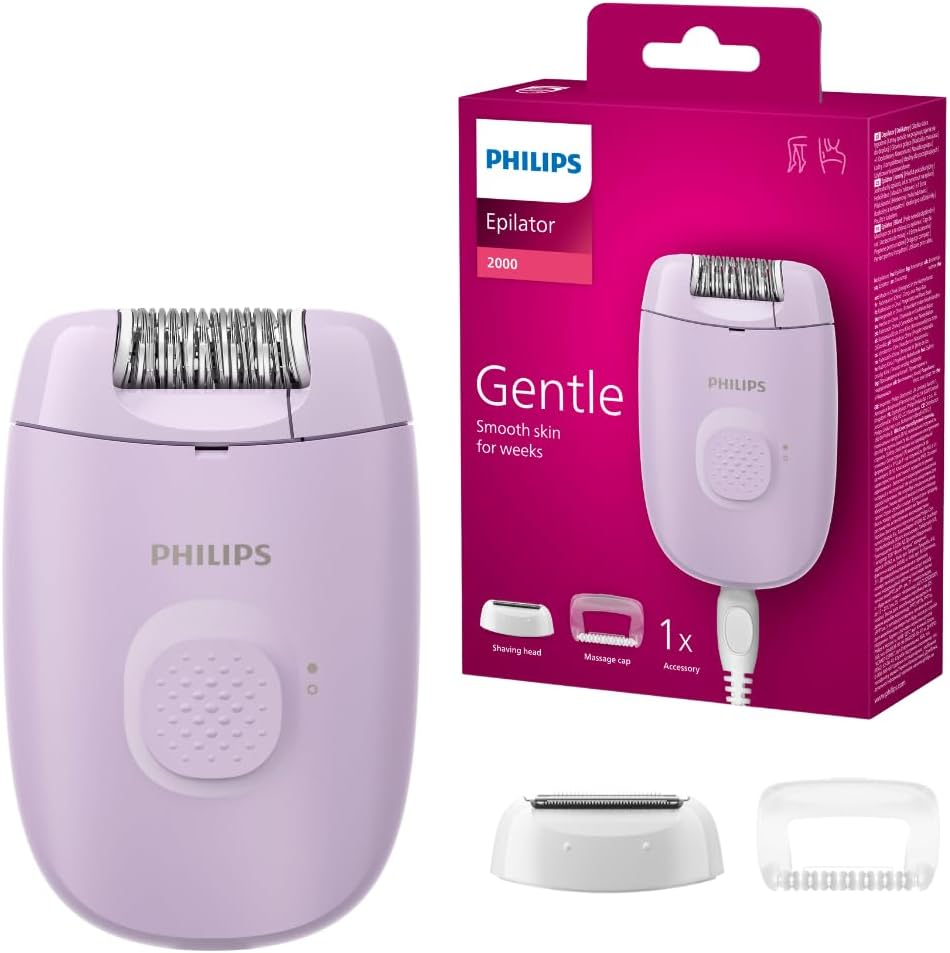 Philips Epilator Series 2000, Corded, with Washable Shaver Head for Women Body and Sensitive Areas, 3 Accessories Included, BRE237/00 image number 2