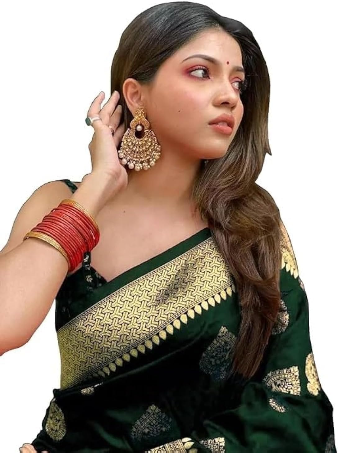 C J Enterprise Women'S Pure Kanjivaram Silk Saree Banarasi Silk Saree with Blouse Piece (Paithani Pari122)