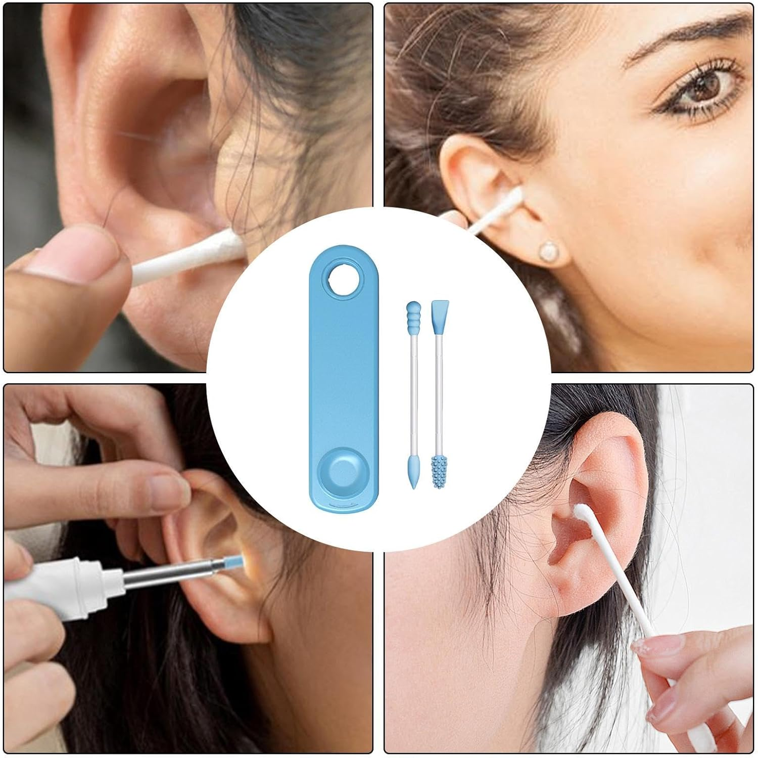 Reusable Ear Swabs - Eco-Friendly Swab, Sustainable Ear Cleaning Buds, Washable Portable Silicone Swab, Sustainable Ear Cleaning Swabs with Travel Case Holder for Makeup Ear Cleaning Beauty image number 5