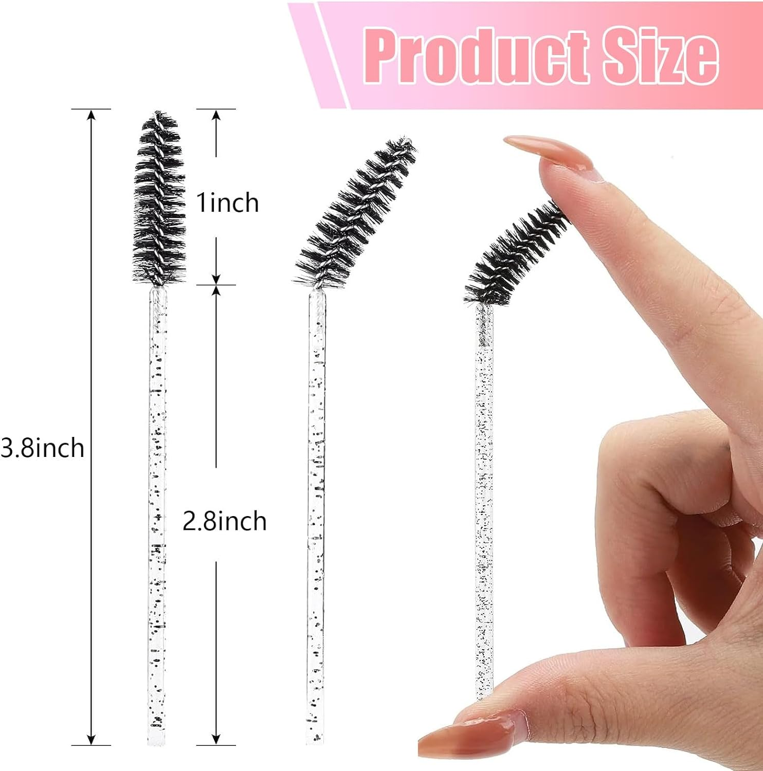 Eyelash Brush,100Pcs Mascara Wands, Disposable Eyelash Brushes, Crystal Lash Wands for Eye Lash Extension, Eyebrow and Makeup (Black) image number 4