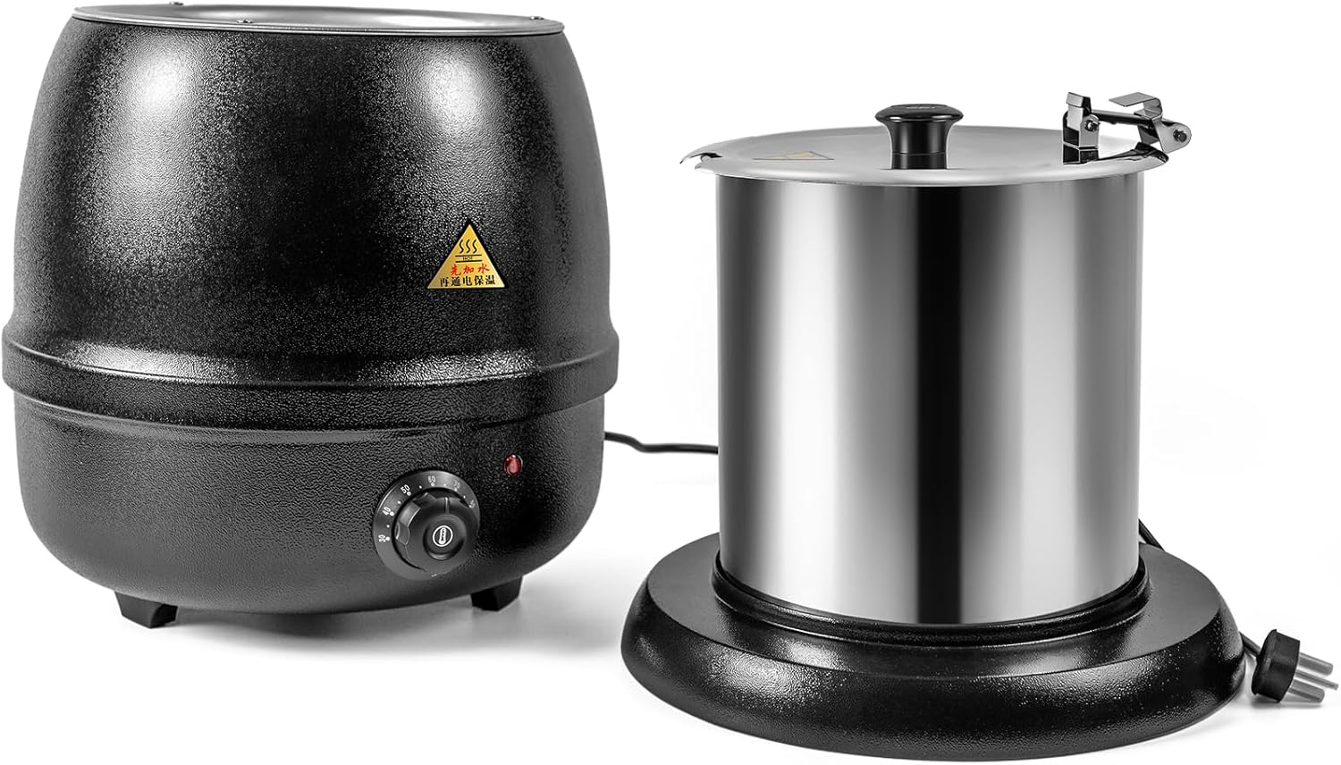LZONEY 10.5Qt Soup Warmers Commercial Soup Kettle Cast Iron 220V with Stainless Steel Hinged Lid and Detachable Insert Pot 10L, Electric Soup Pot Temperature Control for Restaurants and Party, Home image number 6