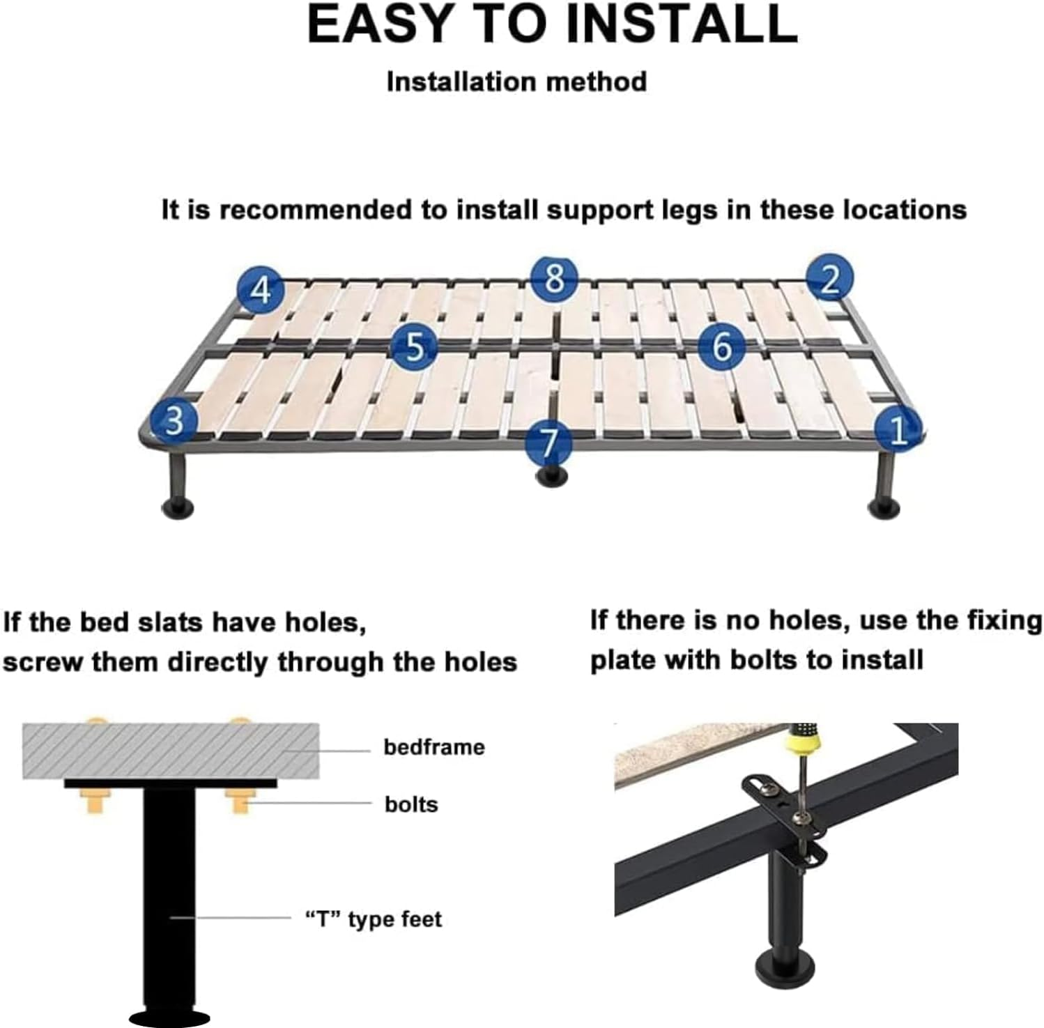 Avoik Adjustable Bed Legs Black, Retractable 18-33CM Metal Feet Furniture Support Legs, Replace for Bed, DIY Furniture, Kitchen Cupboard Sofa Beds, 4Pcs - Black-C image number 6