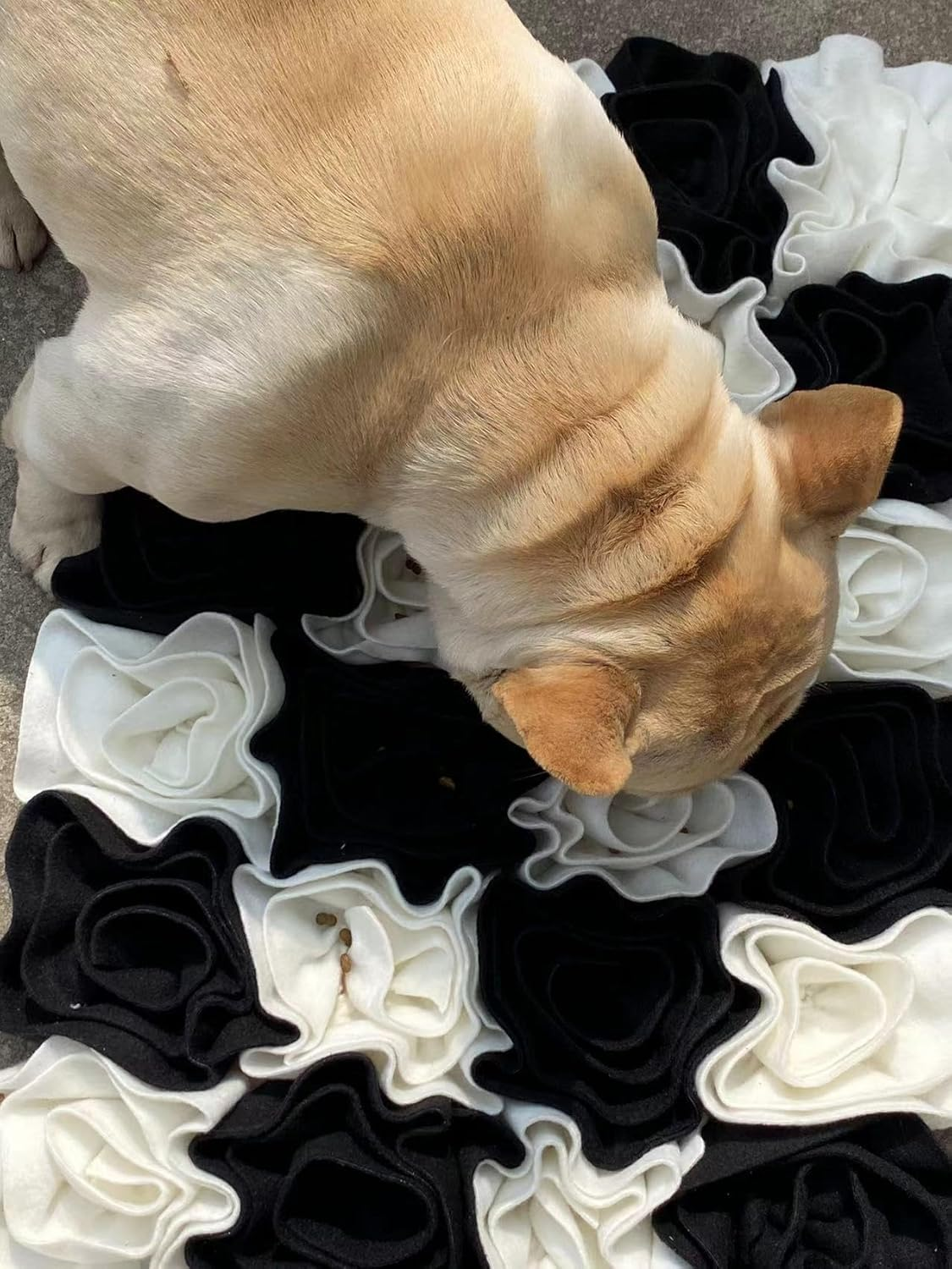 Black and White Chequered Rose Design,Washable anti Slip,Big Tough for Large Dog Feeding Mat, Food Puzzles, Sniffing and Snuffle Mat image number 2