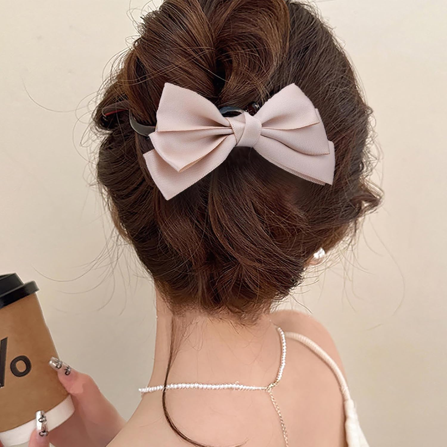 Tseenyi Bow Hair Clip Satin Hair Accessories Hair Pins Brown Bow Knot Twisted Hair Clips Small Bow Hair Clips Bow Ties Twist Clip Bridal Hair Clips Wedding Barrette