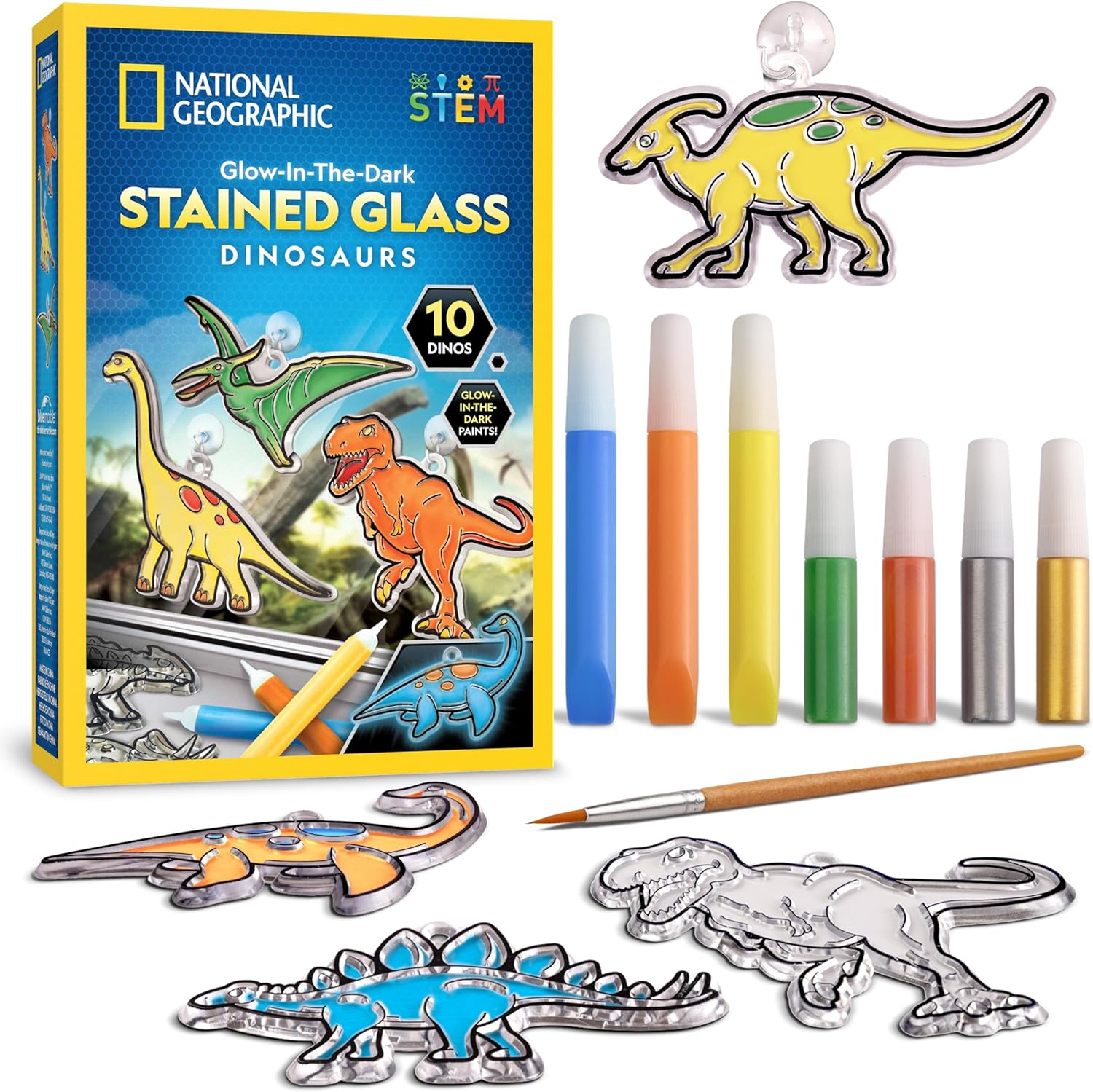 National Geographic Stained Glass Art Kit &ndash; Arts & Crafts for Kids, Make Window Sun Catchers, Creative Activities for Ages 4&ndash;8, Suncatcher Kit image number 6