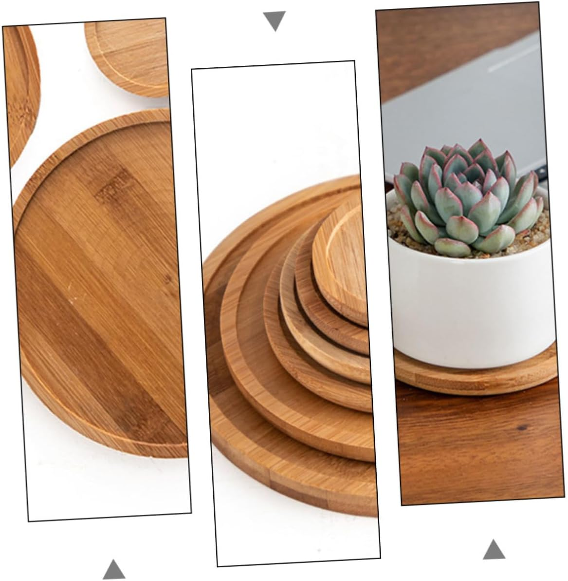 BUTIFULSIC 5Pcs Bamboo round Plant Pot Trays Set for Indoor and Outdoor Gardening, Potted Plant Flowerpot Bottom Trays Multiple Sizes (6.5Cm to 12Cm) Suitable for Succulent and Bonsai Pots image number 1