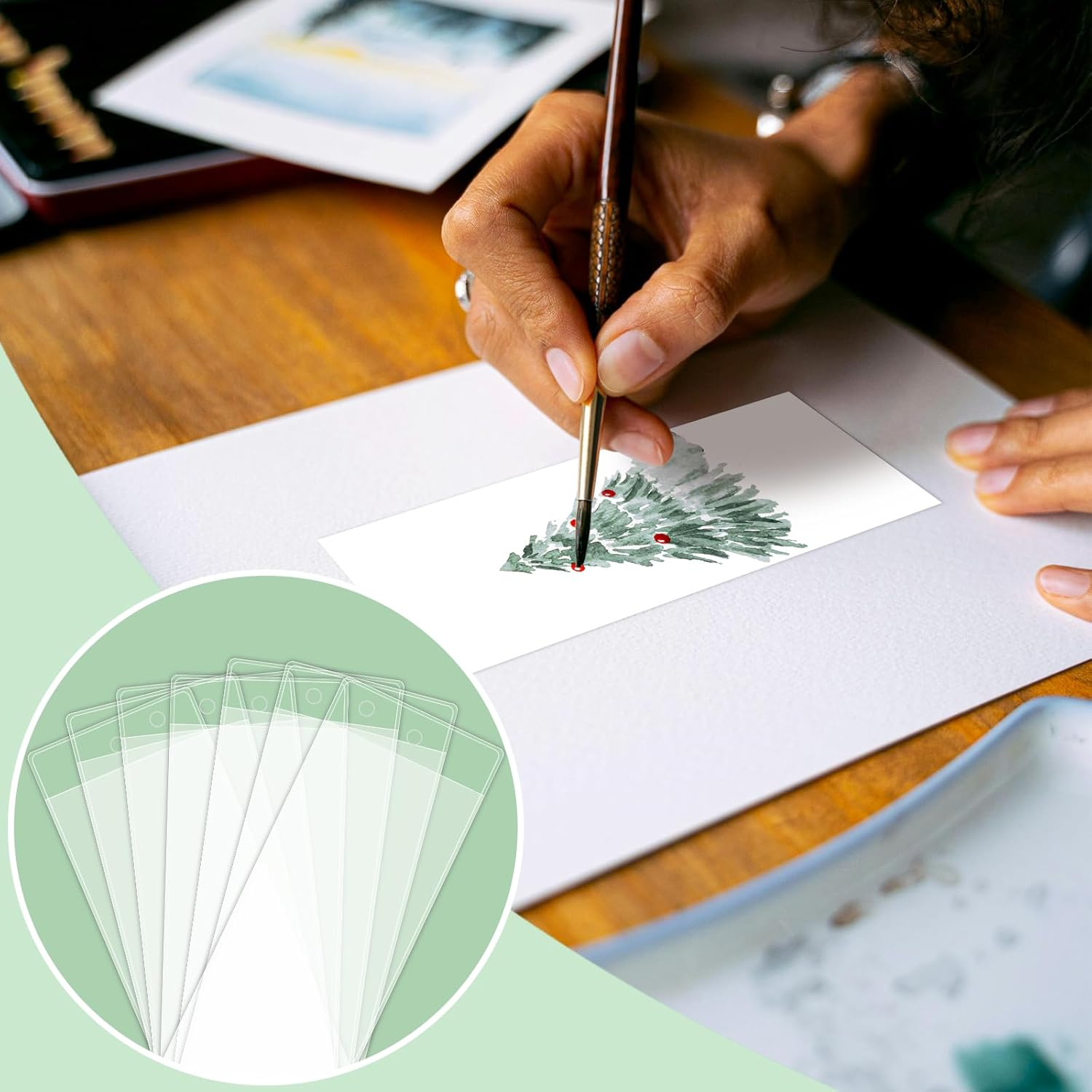 DSYIL Clear Bookmark Sleeves, 200 Pcs Plastic Bookmark Holder, DIY Bookmarks & Photo Strips, 2.37 X 6.3 Inches image number 6