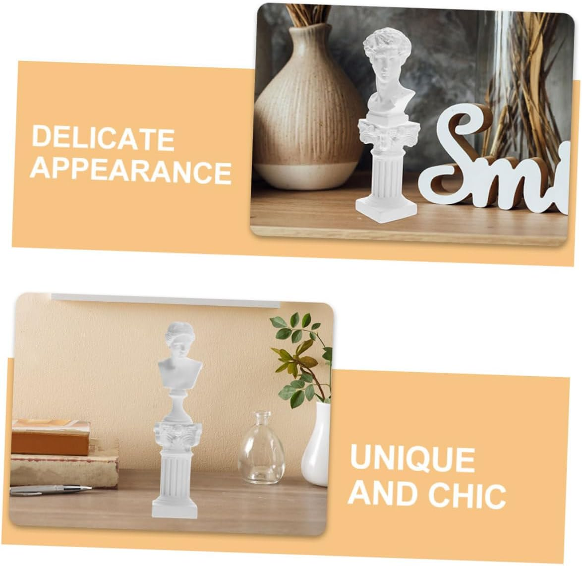 RORPOIR Mini David and Roman Column Resin Sculpture Set Chic Desktop Decoration for Home and Office Unique Collectible Figurines image number 1