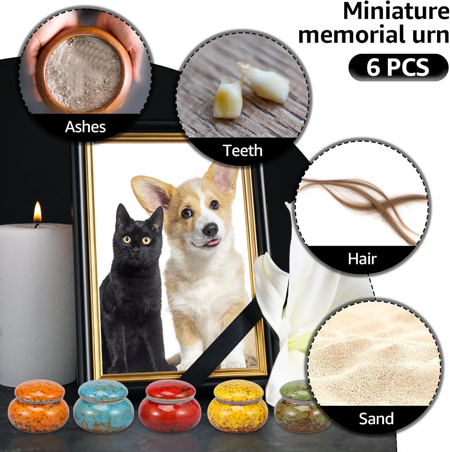 6 Pcs Ceramic Small Urn for Human Ashes Keepsake Compact Urns for Ashes Portable Keepsake Urn Reliable Mini Urn Decorative Small Urn Set for Human and Pet Ashes Fulasun. image number 5