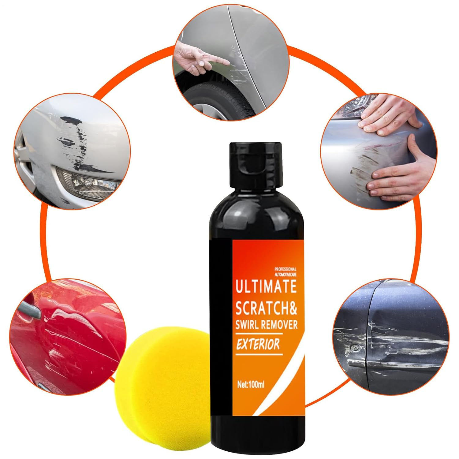 Scratch Repair Remover, 100Ml Car Scratch Remover for Vehicles Paint, Car Wax Polish, Ca R Paint Scratches Repair Paste, Polishing Compound for Vehicles Deep Scratches(With Sponge) image number 5