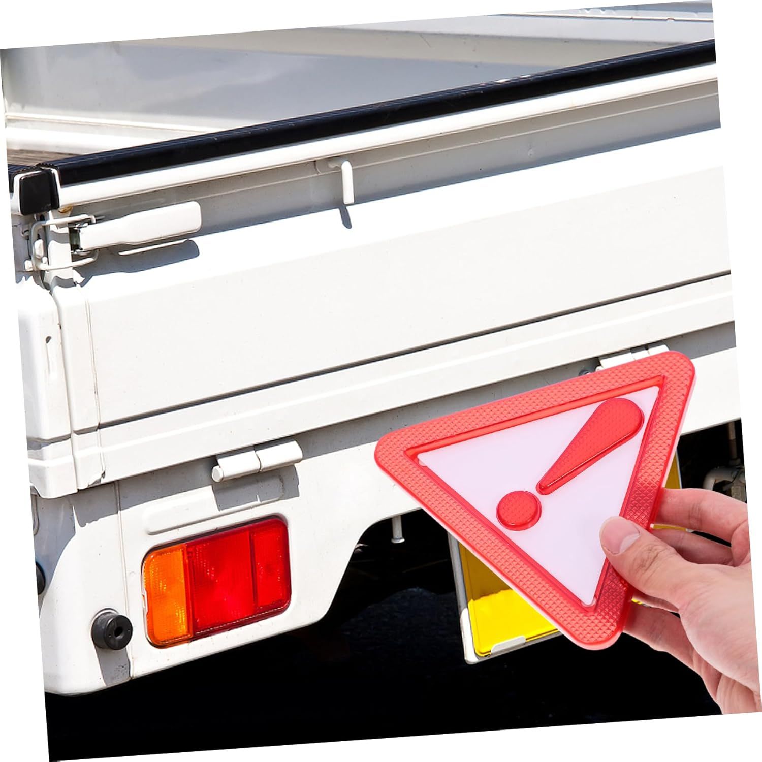 ULTECHNOVO 8Pcs Reflective Triangle Caution Sign for Slow Moving Vehicles Adhesive Backing Safety Accessory for Trucks Cars Golf Carts High Visibility Weather Resistant Sign image number 6