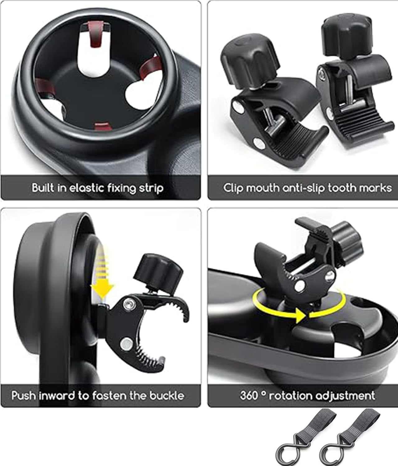 Universal Stroller Snack & Drink Tray, Cup Holder Attachment with Water Bottle Compartment, All - in - One Stroller Accessory for Snacks image number 4