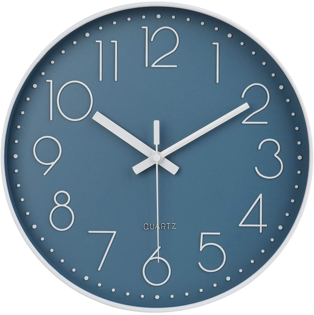 12 Inch Silent Non-Ticking Battery Operated Quality Quartz round Wall Clock Modern Decor Clock for Home Office Bedroom (Cerulean Color)