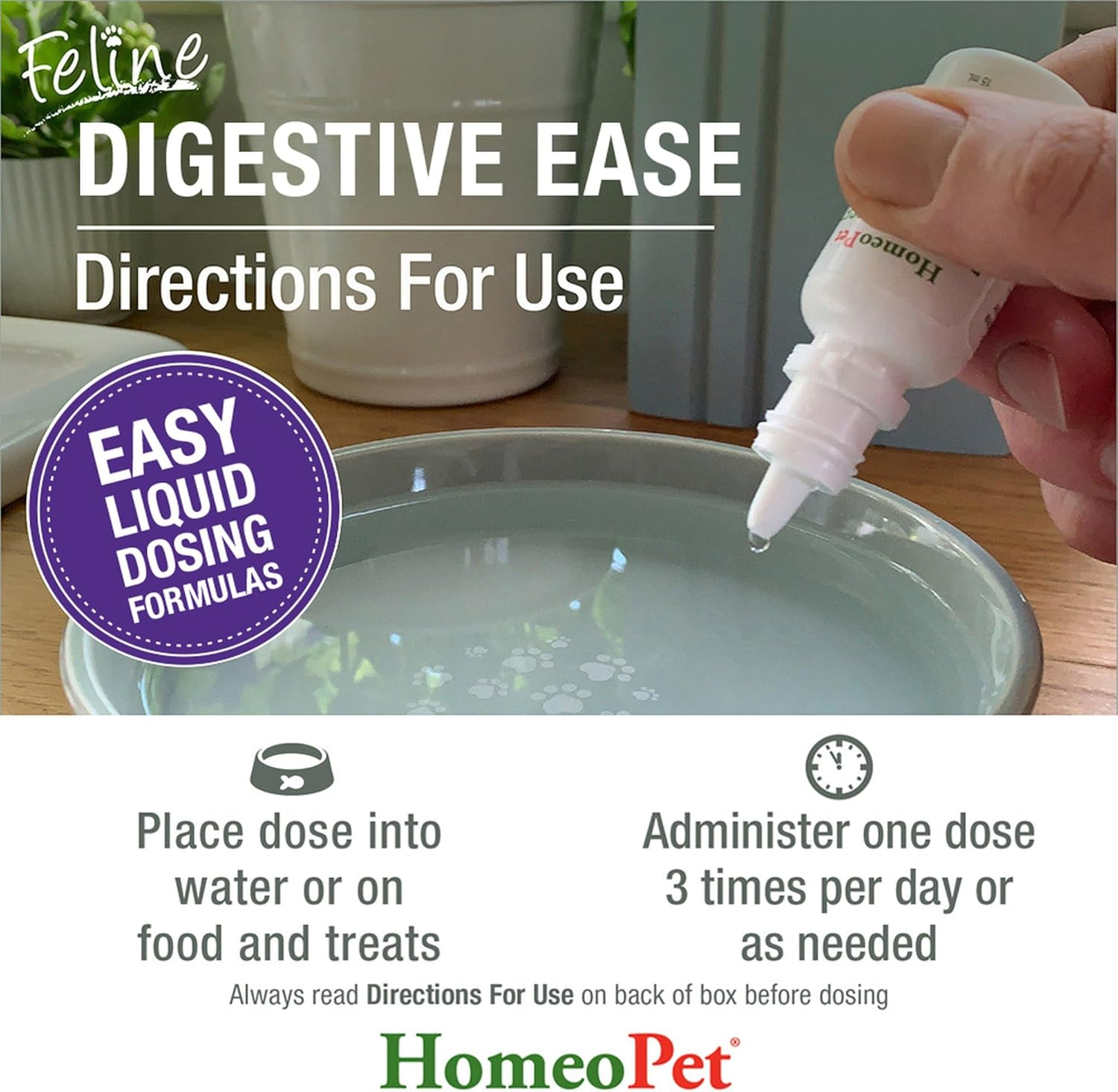 Homeopet Feline Digestive Ease 15 Ml - for Minor Digestive Upsets in Cats to Aid with Regurgitation, Throwing Up, Unsettled Stomach, Nausea, Runny Tummy & Digestive Issues. Safe Natural Vet Formula