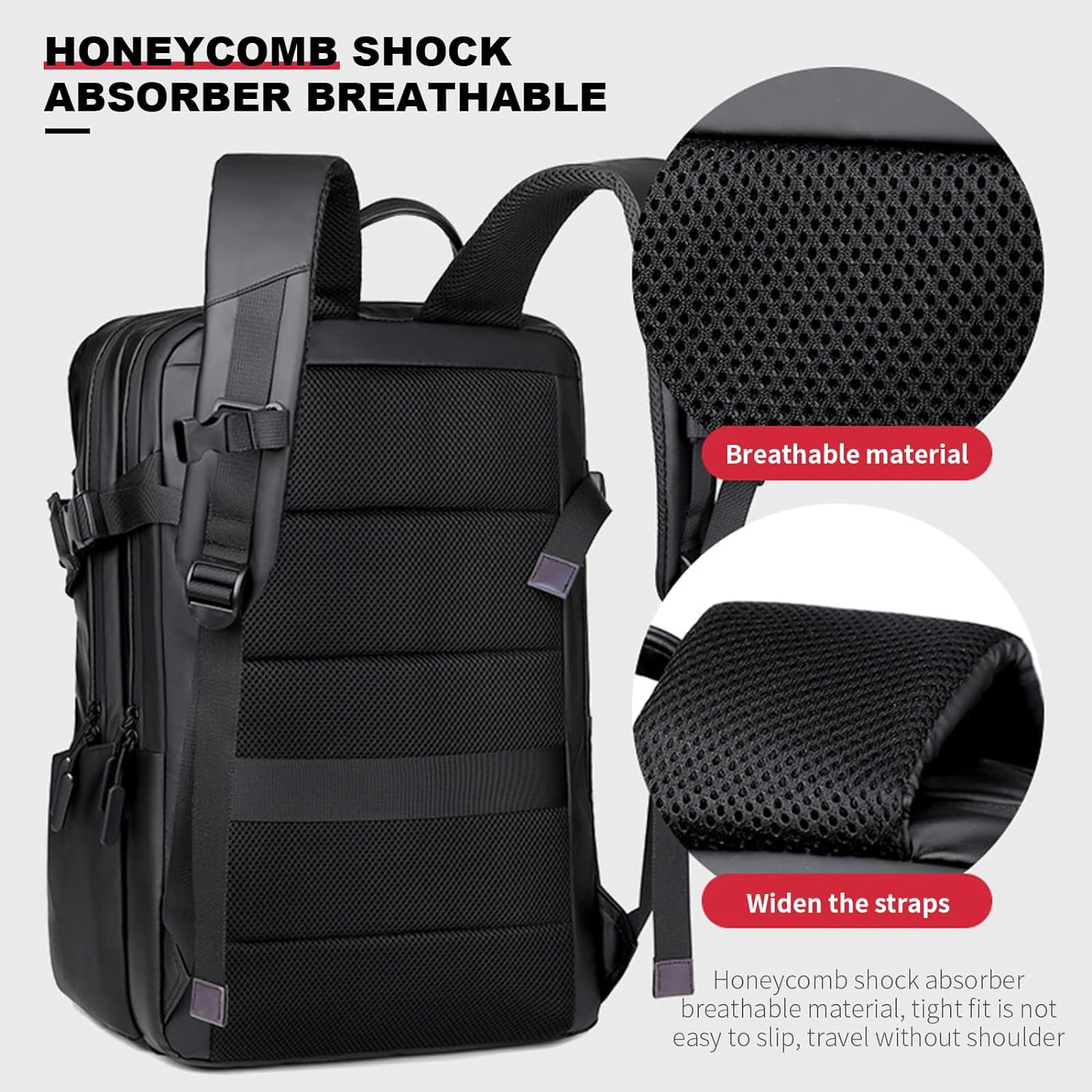 Laptop Backpack,Travel Backpack School Bag Business College Big Sport Backpacks with 3 Compartments, Water Resistant PU Leather, Unisex Backpack image number 6