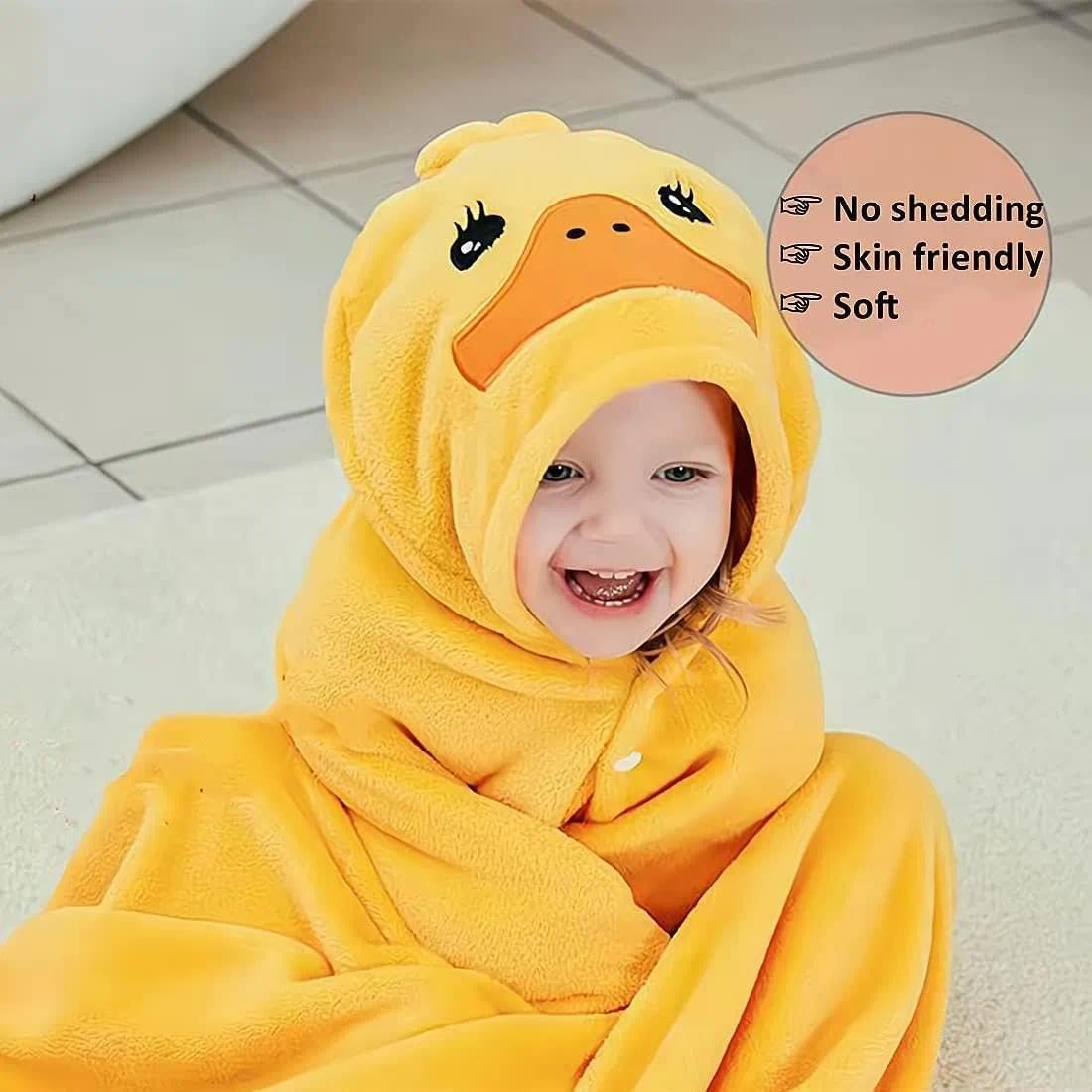 Unron Hooded Baby Towel, Soft Absorbent Baby&rsquo;S Bath Towel with Hood 27" X 56", Newborn Baby Essentials & Gifts for Boys and Girls (Yellow Duck) image number 1