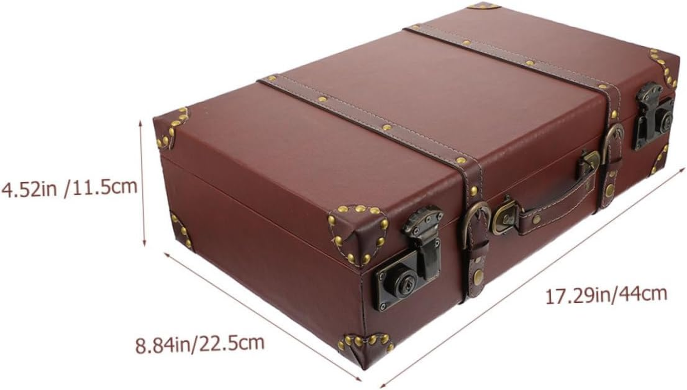 GLEAVI Vintage Decor Household Sundries Storage Box Handle Small Brown Wood Retro Suitcase Adornment for Home Organization and Photography Props image number 6