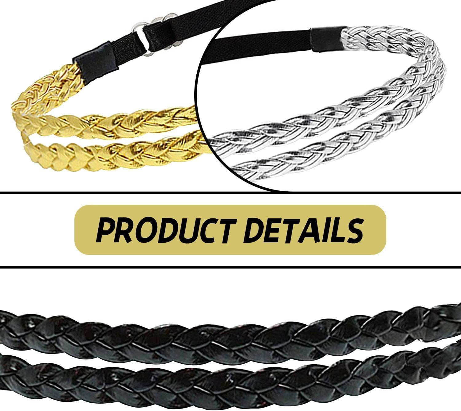 3 X Braided Headbands, Adjustable Elastic Headband, Stylish and Simple Hair Accessories, Classic and Versatile Hair Accessories. image number 4