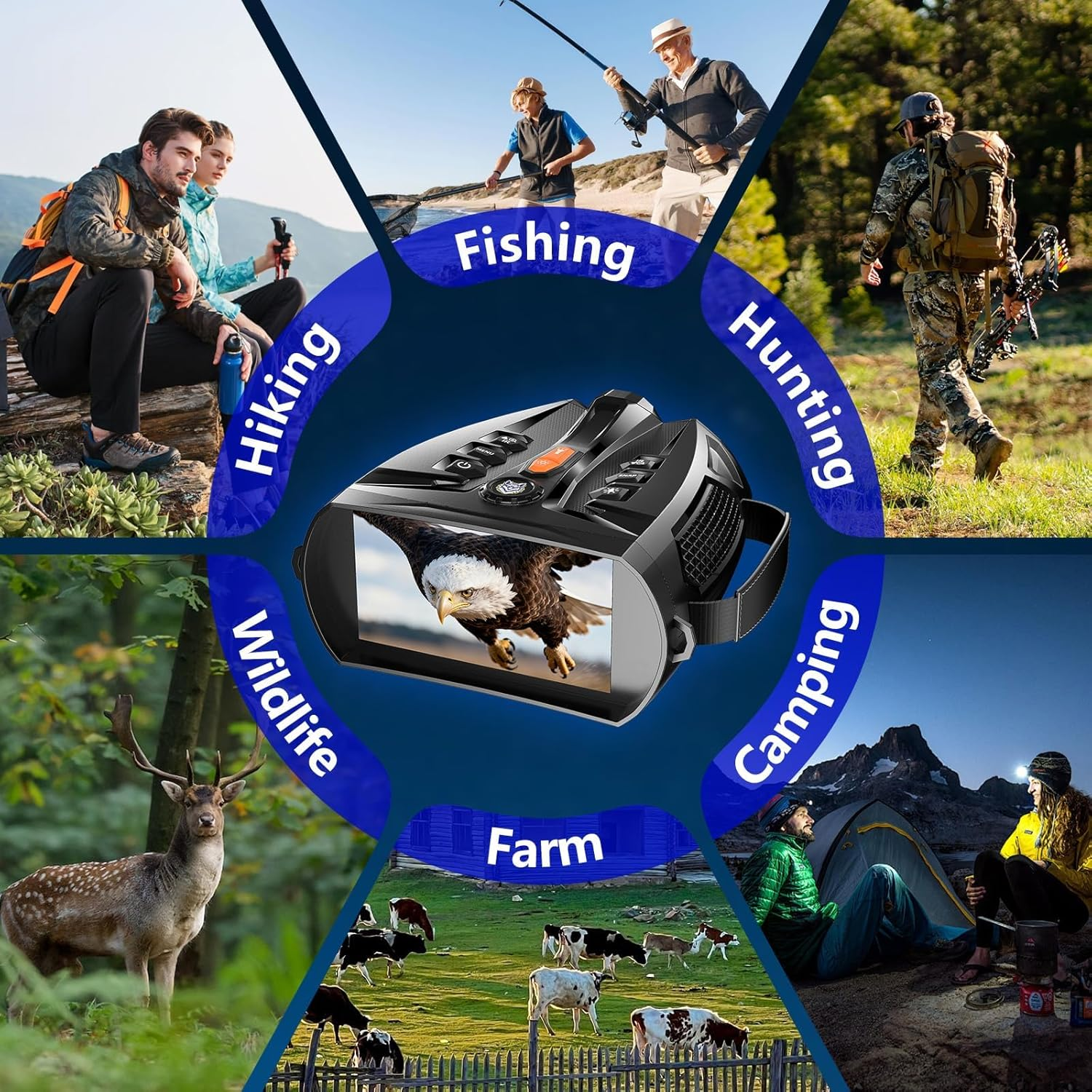 4K Night Vision Goggles, 4.0" HD Screen Night Vision Binoculars with 5000Mah Rechargeable Battery, 64GB TF Card for Photo & Video, Infrared Binocular for Adults, Camping, Wildlife Observation image number 6