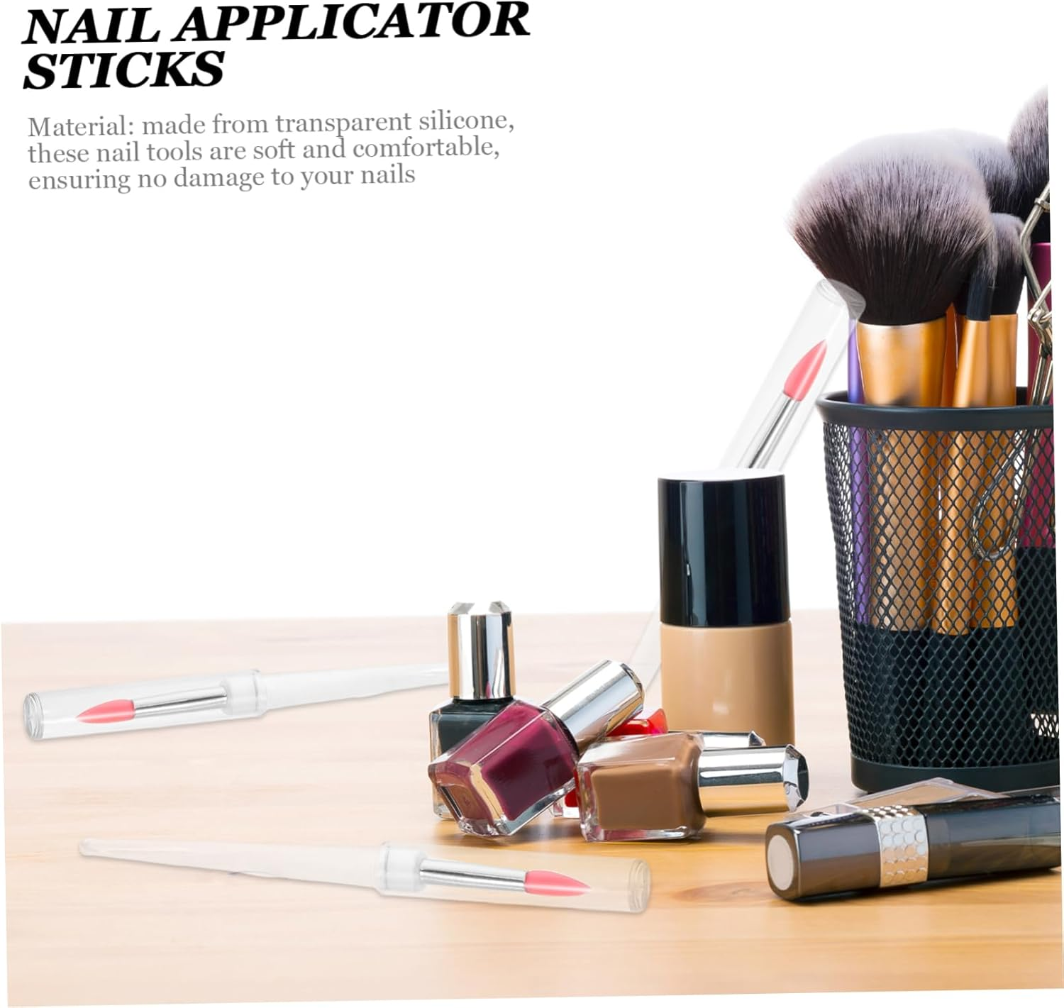 10Pcs Manicure Transparent Silicone Rod Metallic Mirror Effect Sticks Nail Art Applicator Tools Metallic Mirror Effect Nail Applicator Glitter Applicator Kit Silica Gel image number 6