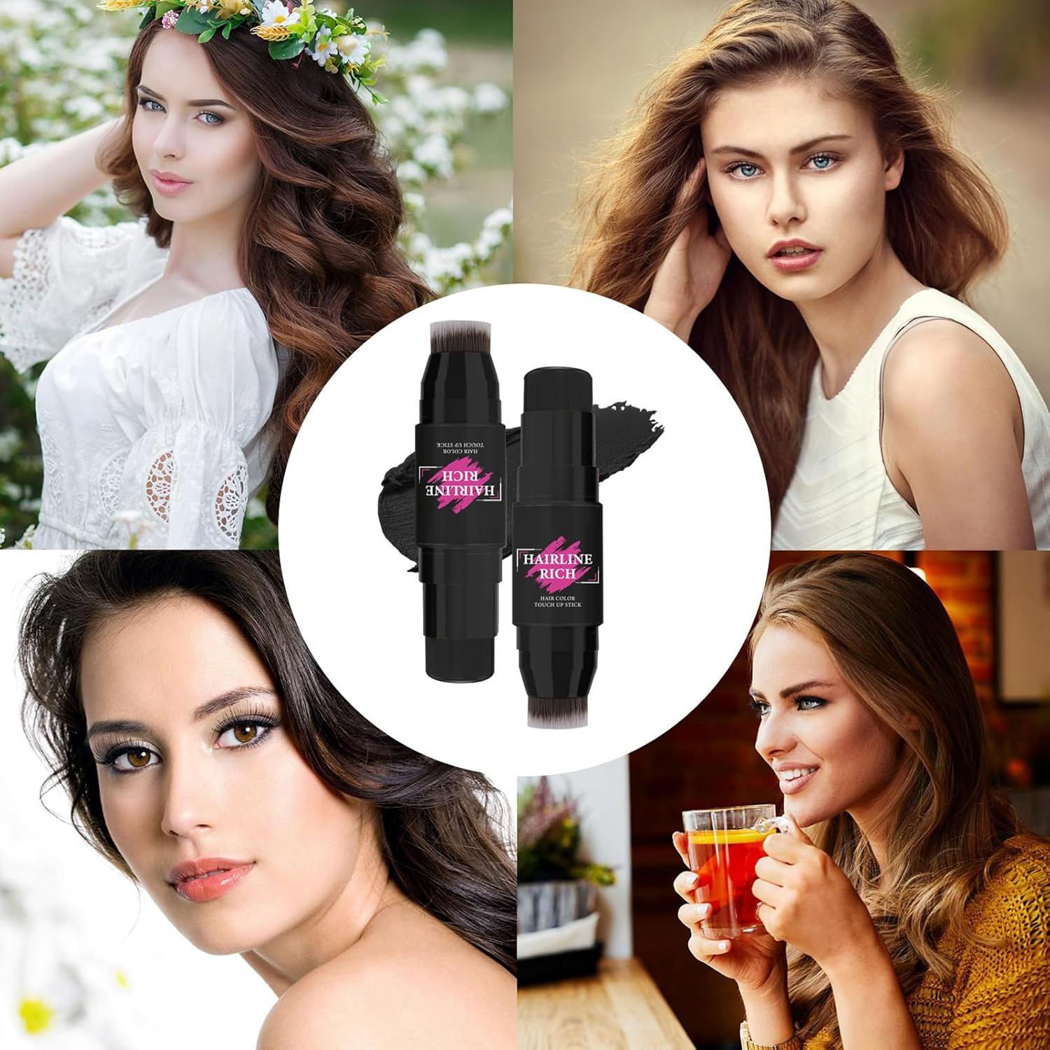 Hair Color Sticks to Cover Gray &ndash; Easy Beard Colour Filler | Natural Cream Contour Stick | Natural Waterproof Contour Stick | Hair and Beard Touch-Up for Seamless Coverage and Long-Lasting Wear image number 2