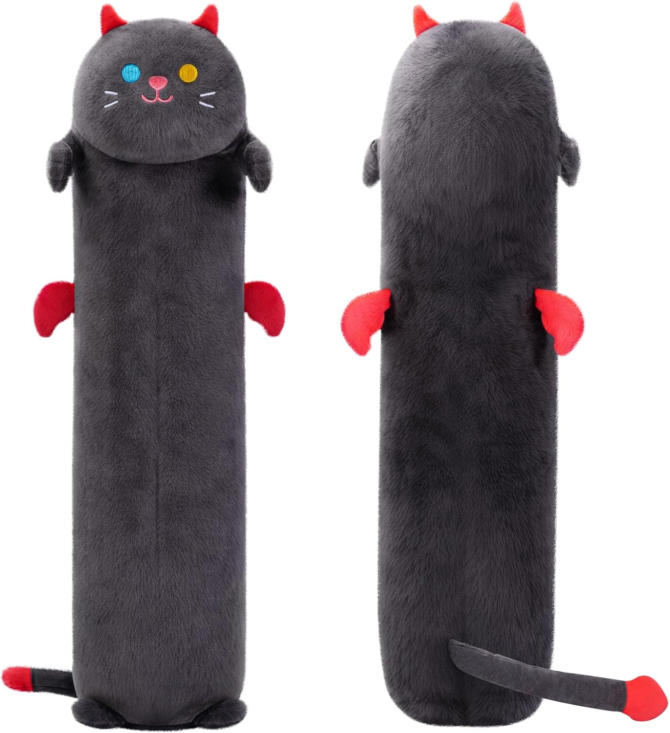 Mewaii Long Cat Plush Body Pillow, 28&rdquo; Cute Black Cat Stuffed Animals Kawaii Soft Plushies, Kitten Plush Pillow Doll Toy image number 1