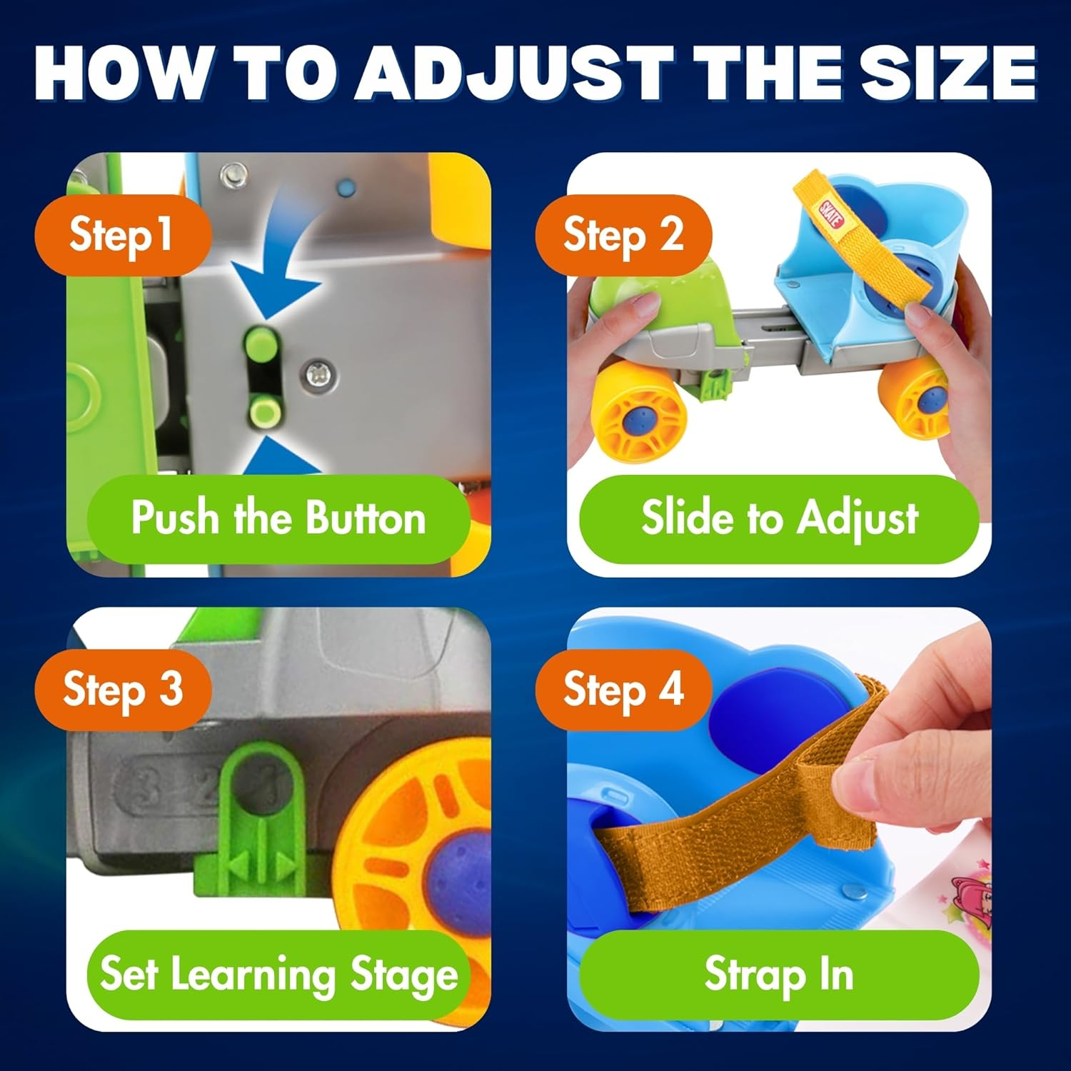 Liberty Imports Grow-With-Me Easy Training Adjustable Inline Rollerskates image number 3