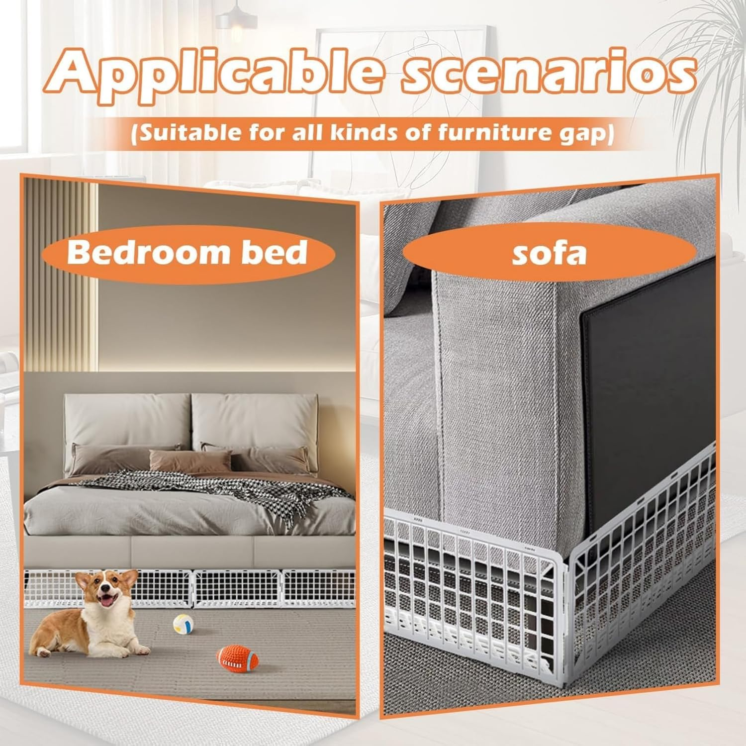 12 Pcs under Couch Blocker, under Bed Sofa Furniture Blocker Plastic Stopper, Couch Guards Bumper Stop for Things Pets ，37 Cm* 17Cm (White) image number 4