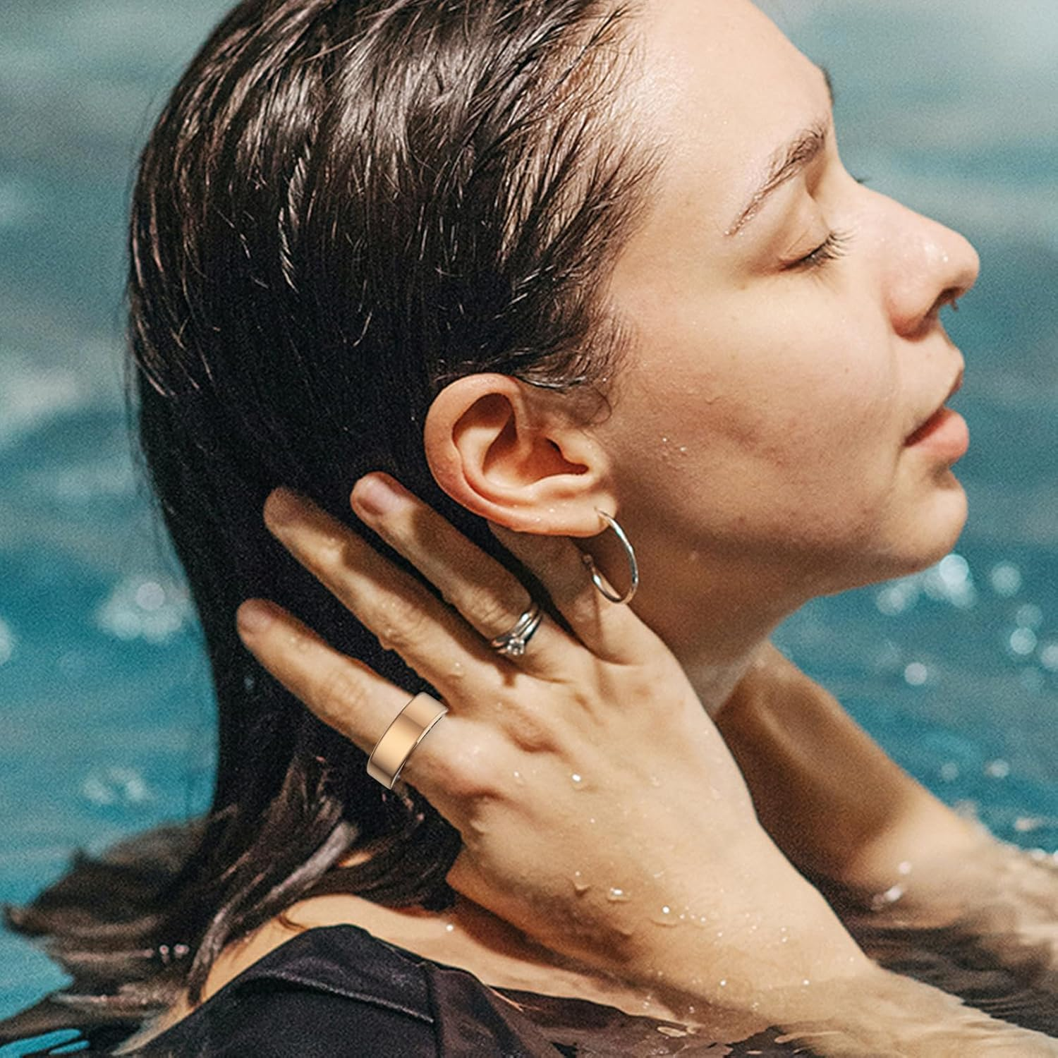 Smart Ring with Fitness Tracker Bluetooth Wearable Step Tracking Electric Book Page Turning Camera Remote Control for Ios Android Rose Gold image number 5