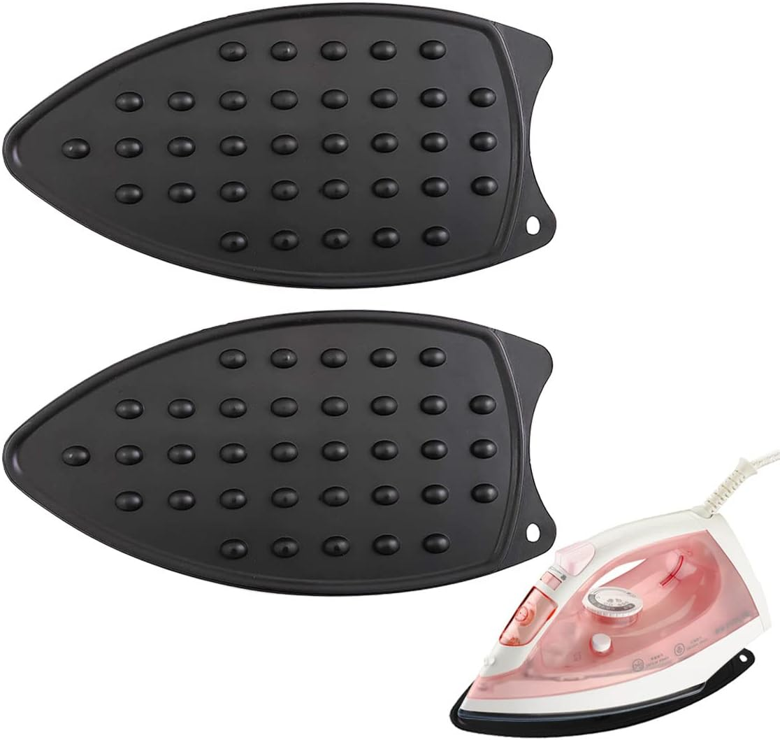 ZTEOFO 2 Pcs Silicone Iron Rest Pad, Silicone Iron Rest Pads, Silicone Iron Rest Pads Multipurpose Iron Hot Resistant Mat for Flat Irons, Ironing Board-Black image number 4