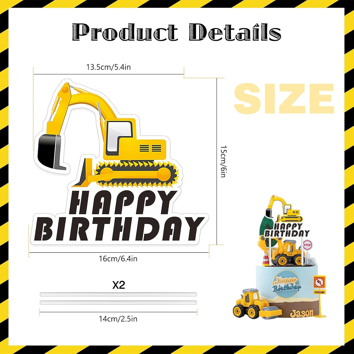 25 PCS Construction Digger Cake Topper Set - for Happy Birthday Party Supplies Boys Birthday Party Decorations image number 2