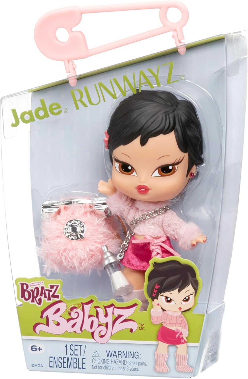 Bratz Babyz Runwayz Doll - Jade - 1 Collectible Fashion Doll with Stylish Outfit, Cute Baby Doll with a Necklace That Doubles as a Keychain - Kids Toy - Great for Ages 6 and Older image number 3
