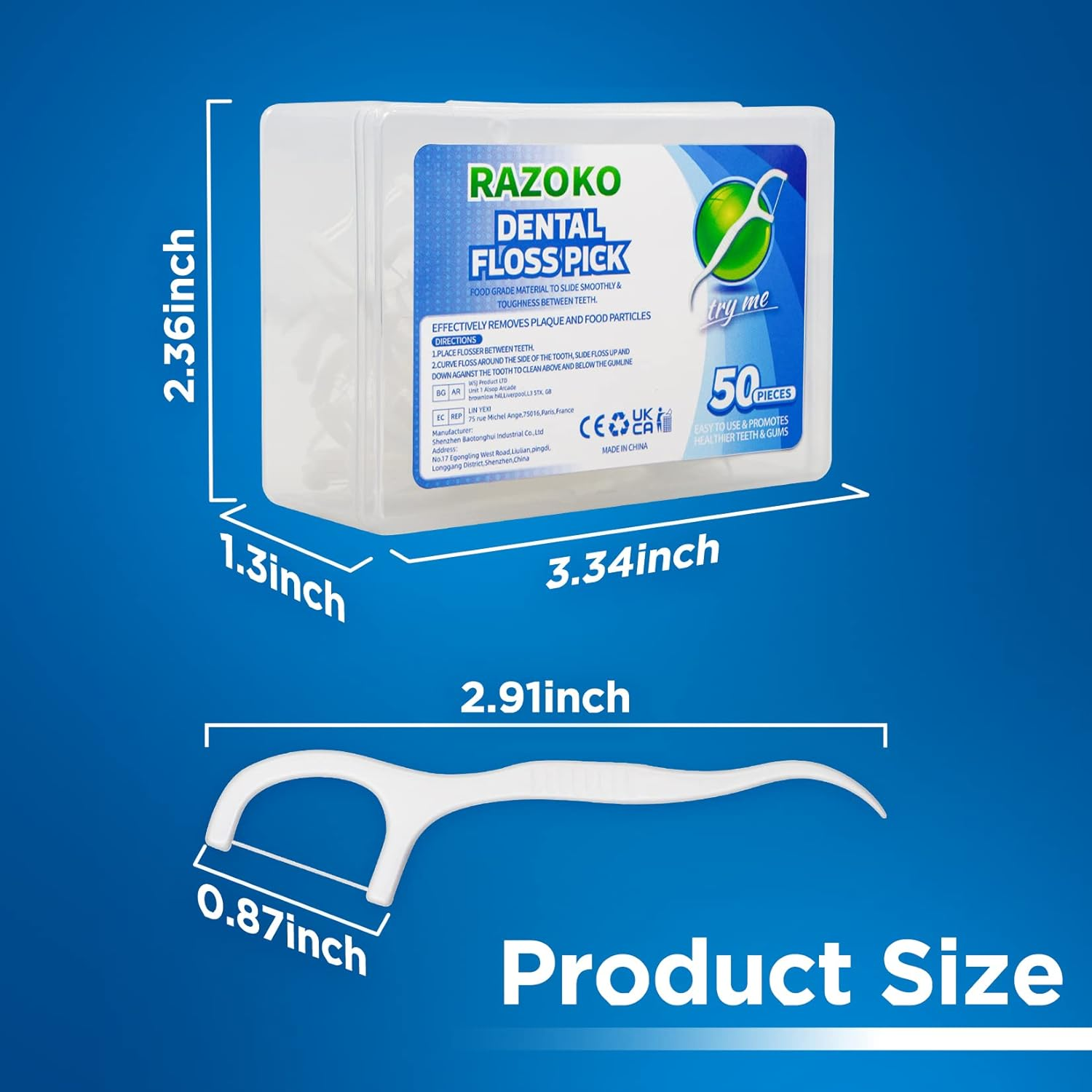 RAZOKO Dental Picks, 200Pcs High Toughness Professional Toothpicks with Portable Case, Dental Floss Picks