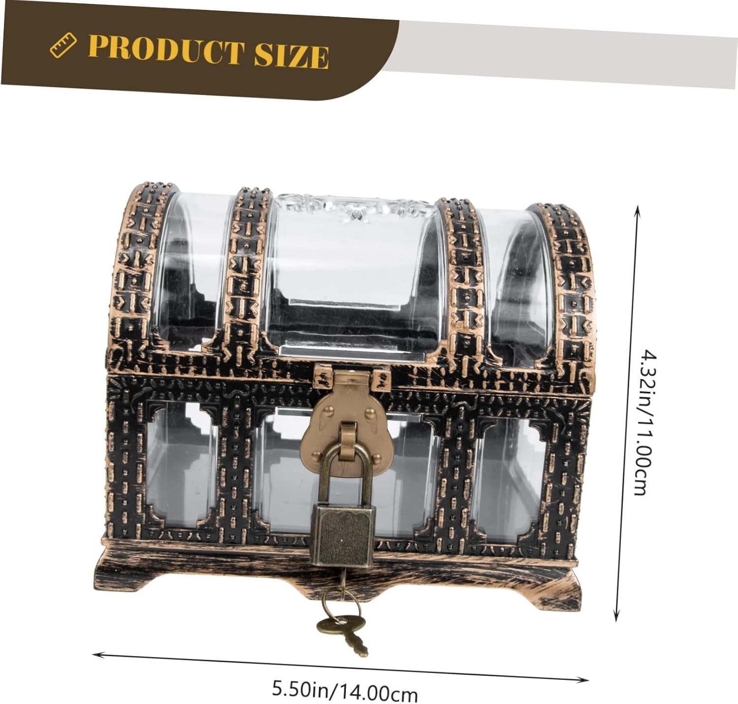 Pirate Treasure Chest Toy Large Vintage Treasure Box for Boy Girl Keepsake Small Jewelry Box Gems and Coins image number 4