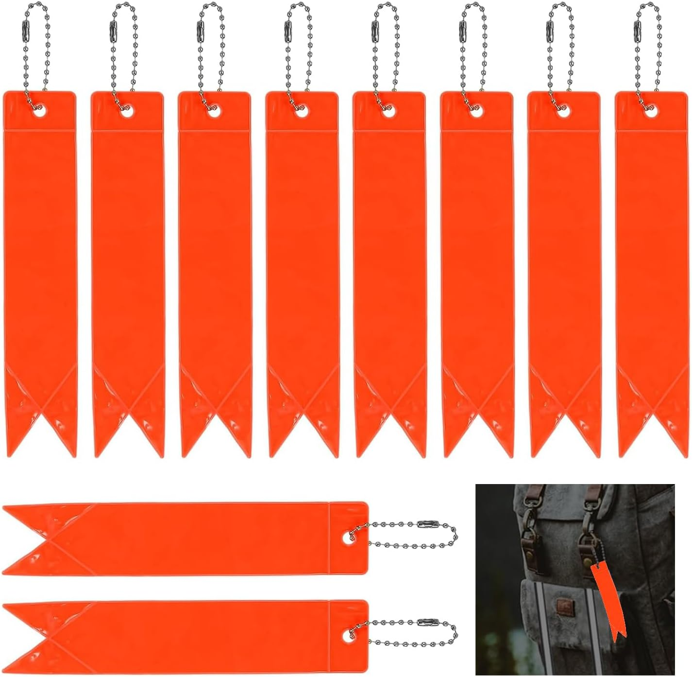 Reflective Tags, Reflector Tag Pendant, 10 Reflective Backpack Pendant, Waterproof Reflector Highly Visible Night Walking Safety Gear Bag (Fluorescent Yellowish Yellow)