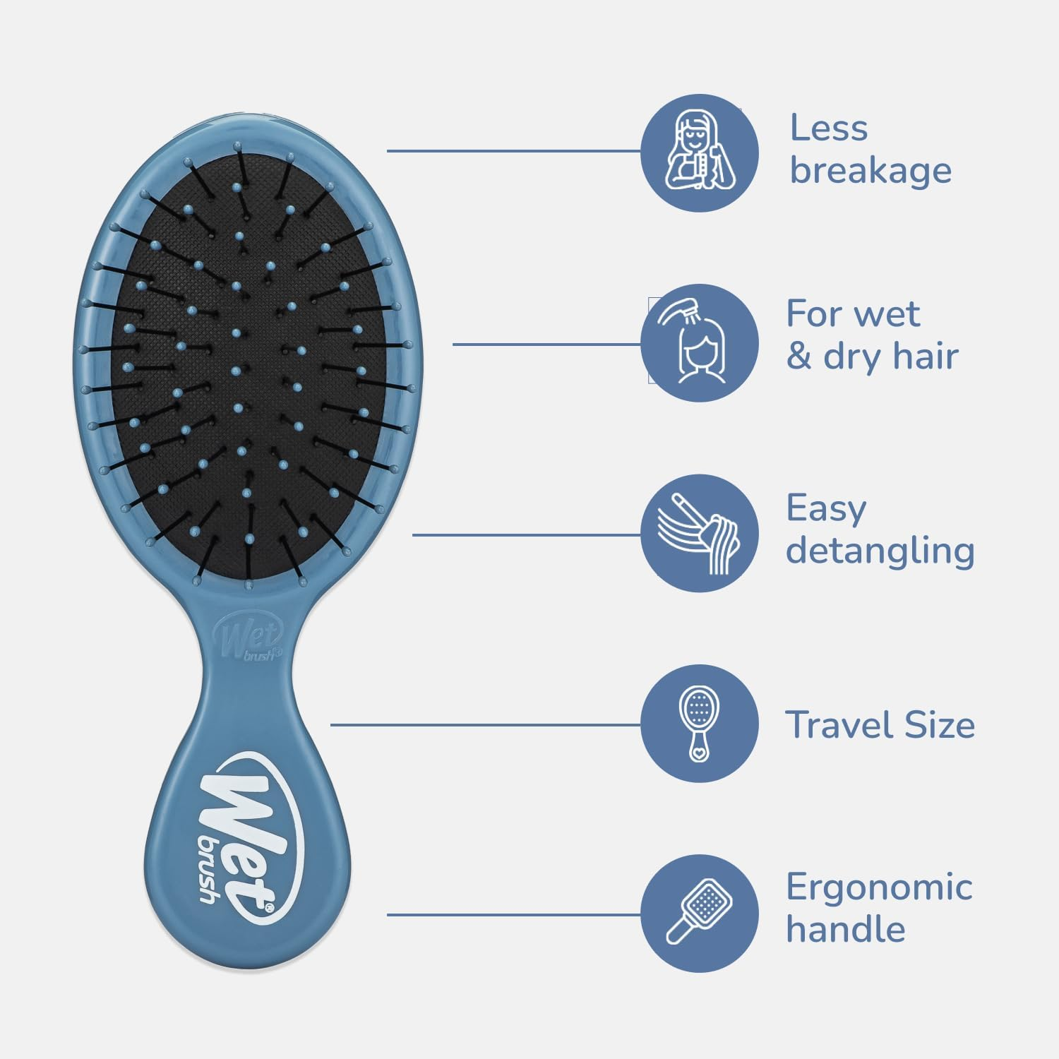 Wet Brush Mini Detangler Hair Brush, Elemental Blue, Detangling Travel Hairbrush, Ultra-Soft Intelliflex Bristles Glide through Tangles with Ease, Pain-Free, All Hair Types image number 1