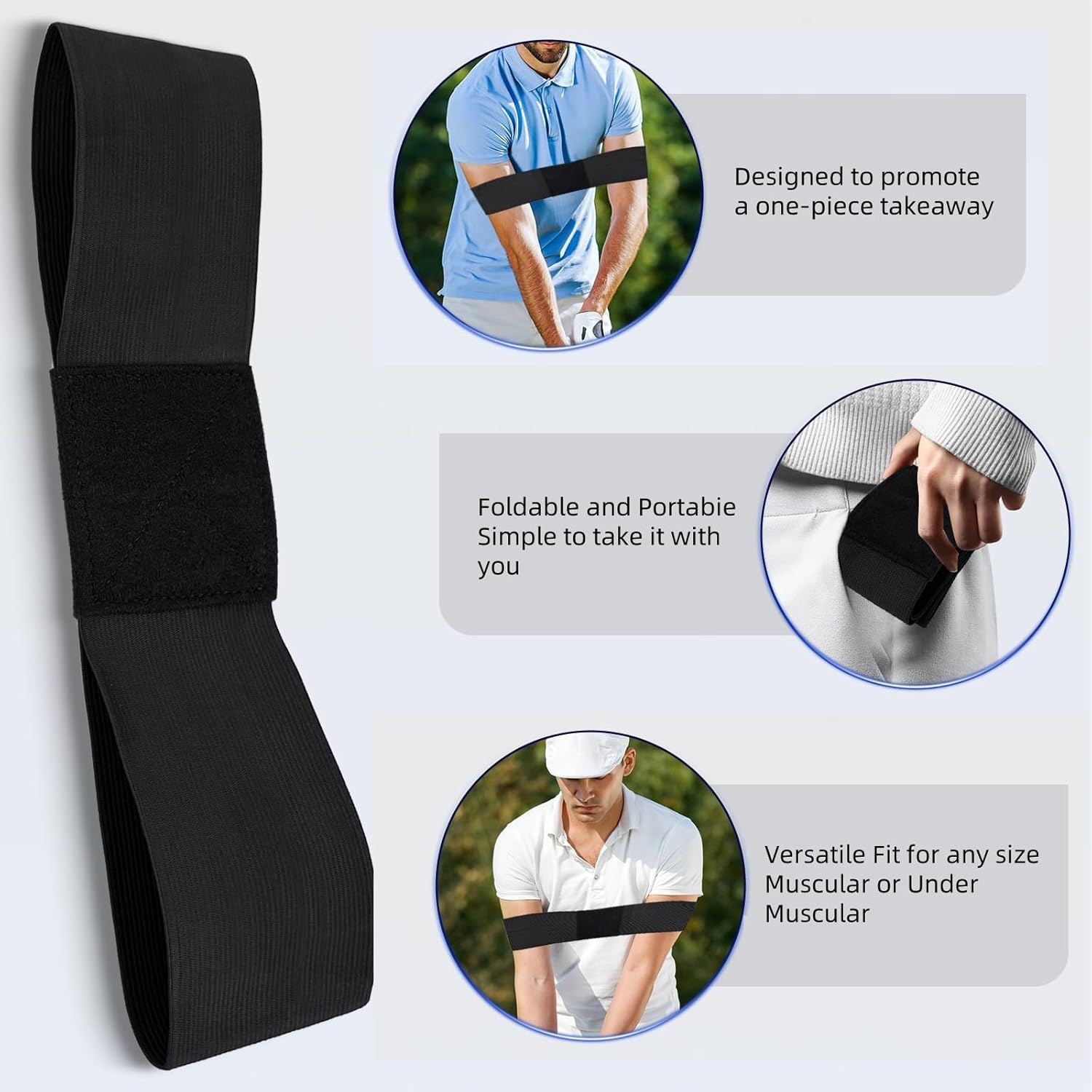 3PCS Golf Swing Trainers, Training Arm Bands Elastic Fabric One-Size-Fits-Most Durable Golf Wrist Grip Training Aid for Swing Improvement Indoor and Outdoor Practice