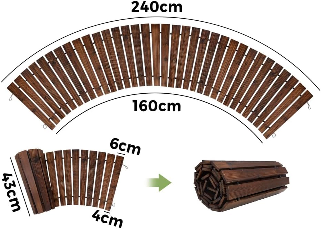 Livsip Curved Garden Pathway Wooden Walkway 8Ft Roll-Out Outdoor Backyard Furniture Charcoal image number 2