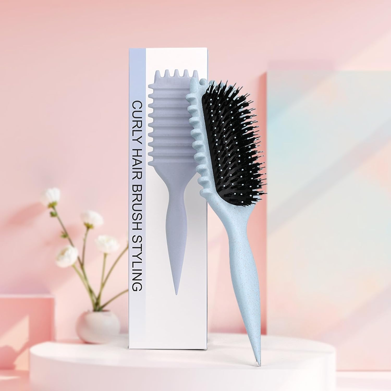 Curl Defining Brush, Air Blue - Styling Tool for Curls, Waves & Straight Hair - Blue image number 6