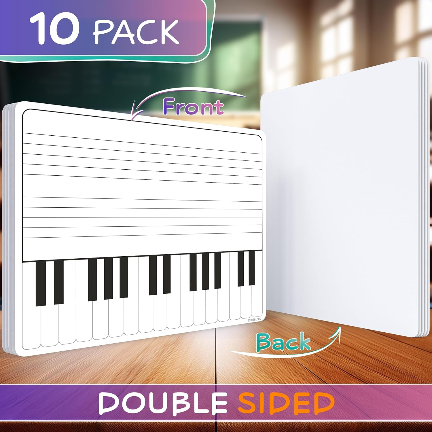 SCRIBBLEDO Keyboard Practice Dry Erase Sheets 11&rdquo;X14&rdquo; Music Staff Whiteboard Sheets Musical Key Learning Music Teacher Classroom Supplies Must Haves Pack of 10 image number 2